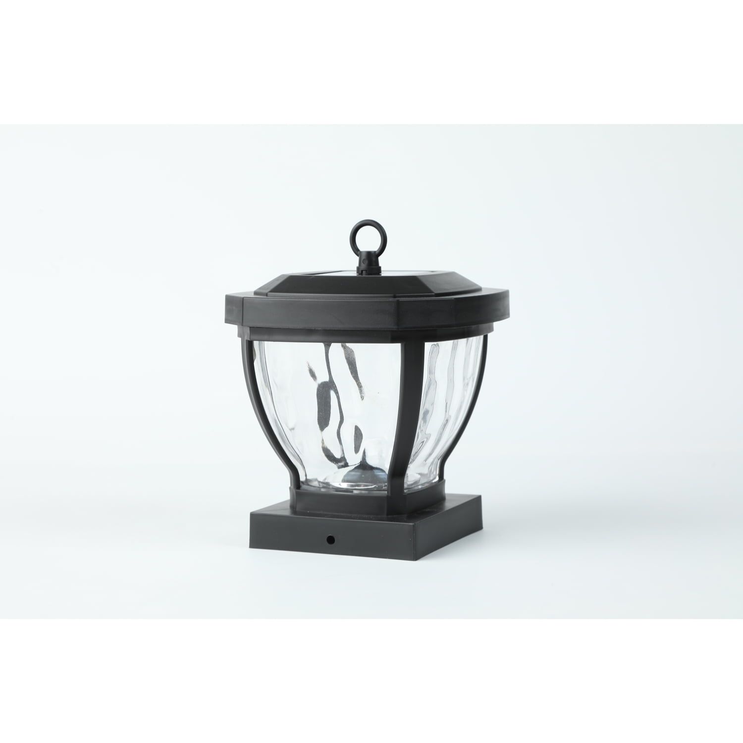 Black Solar LED Post Cap Light with Watered Glass