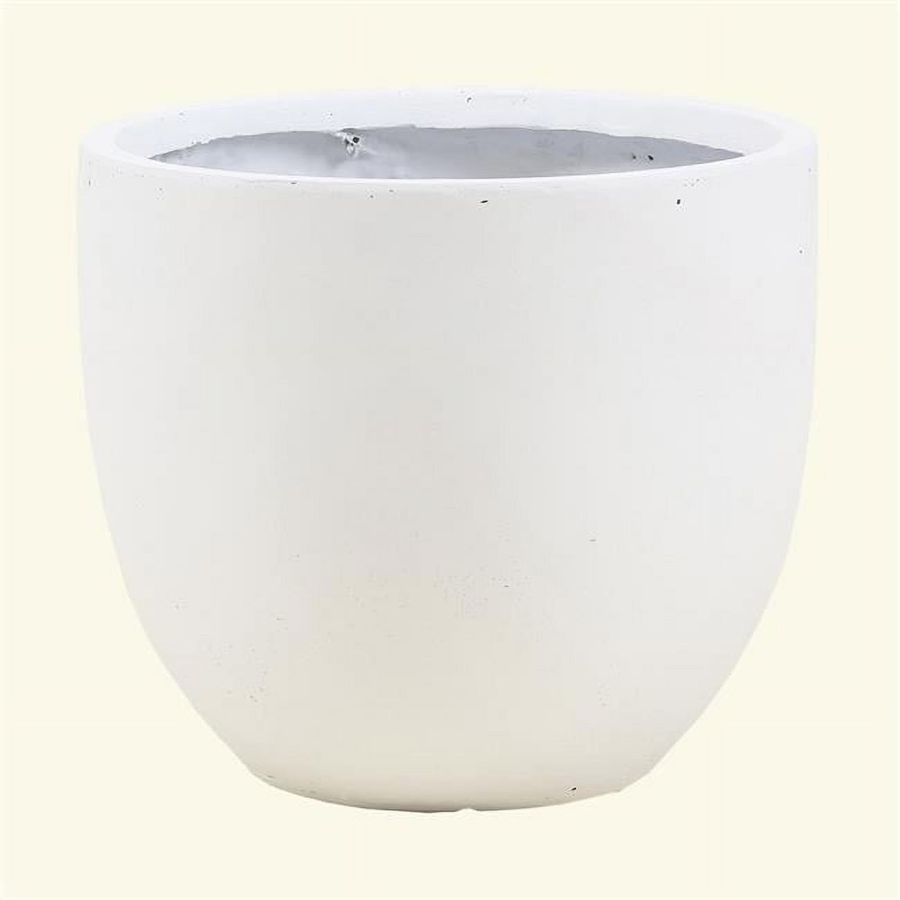 White Round Magnesium Oxide Outdoor Planter, 12.2in Height