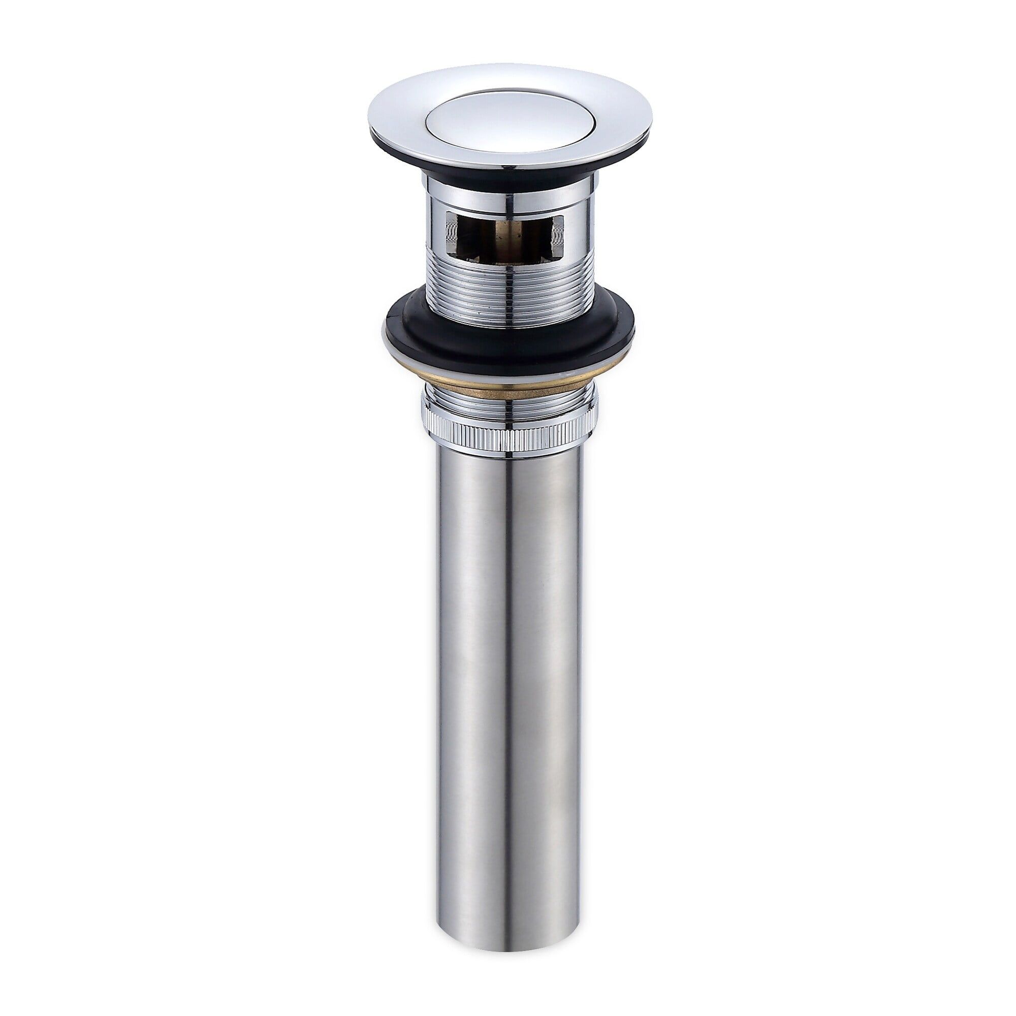 Chrome Bathroom Sink Push Pop-Up Drain Stopper with Overflow