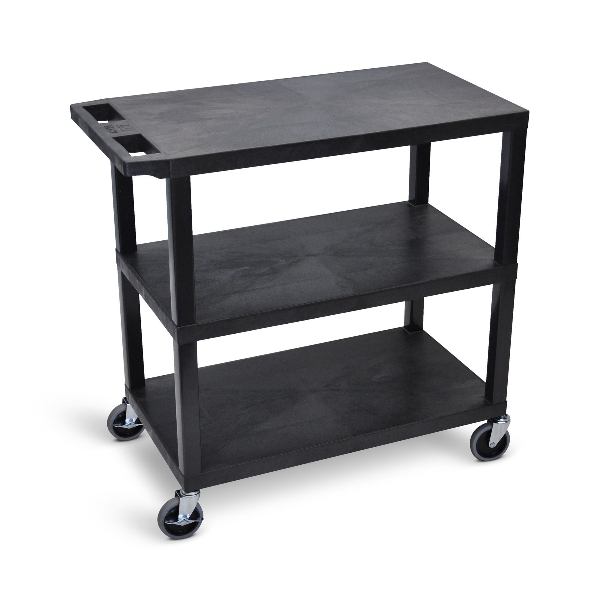 Black 3-Shelf High-Density Polyethylene Utility Cart