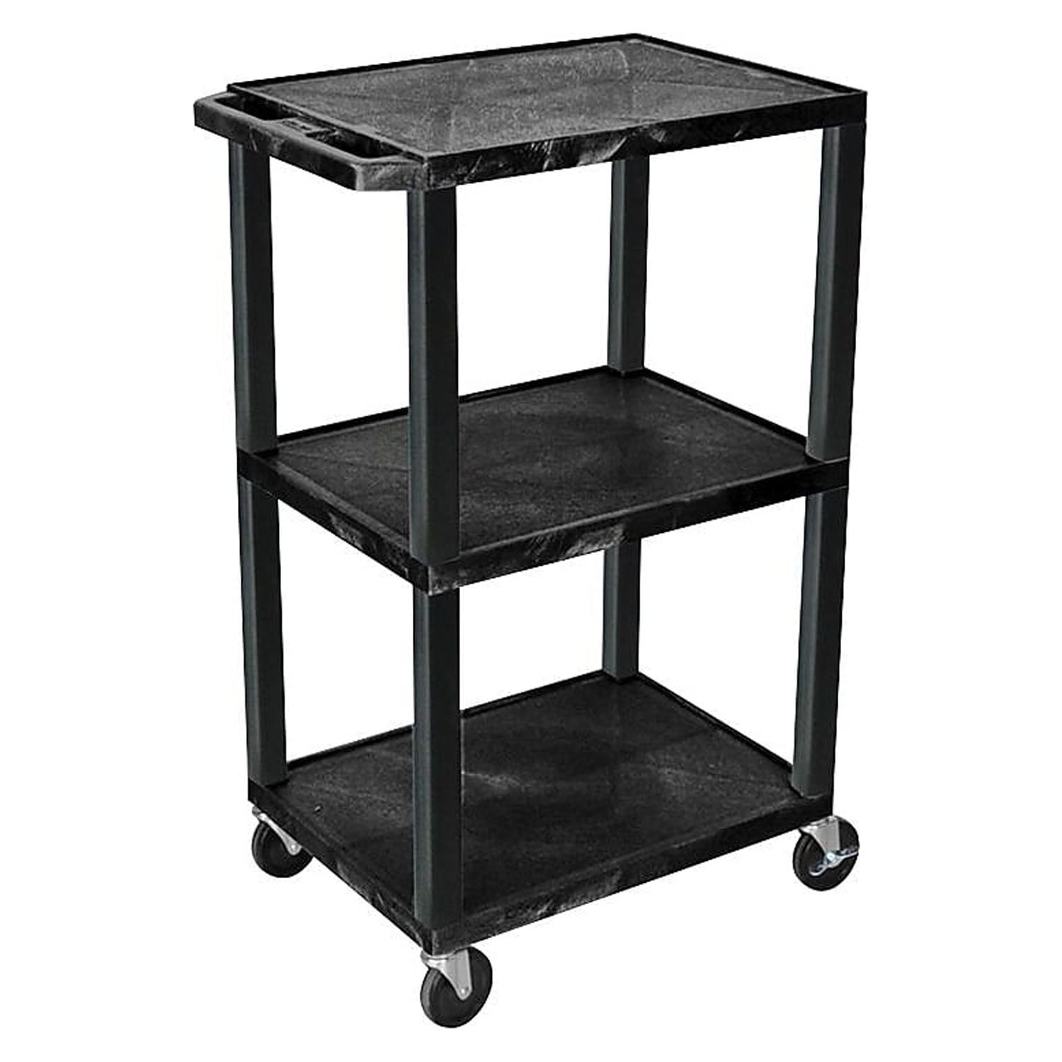 Eco-Friendly Black Recycled Plastic 3-Shelf Trolley with Casters