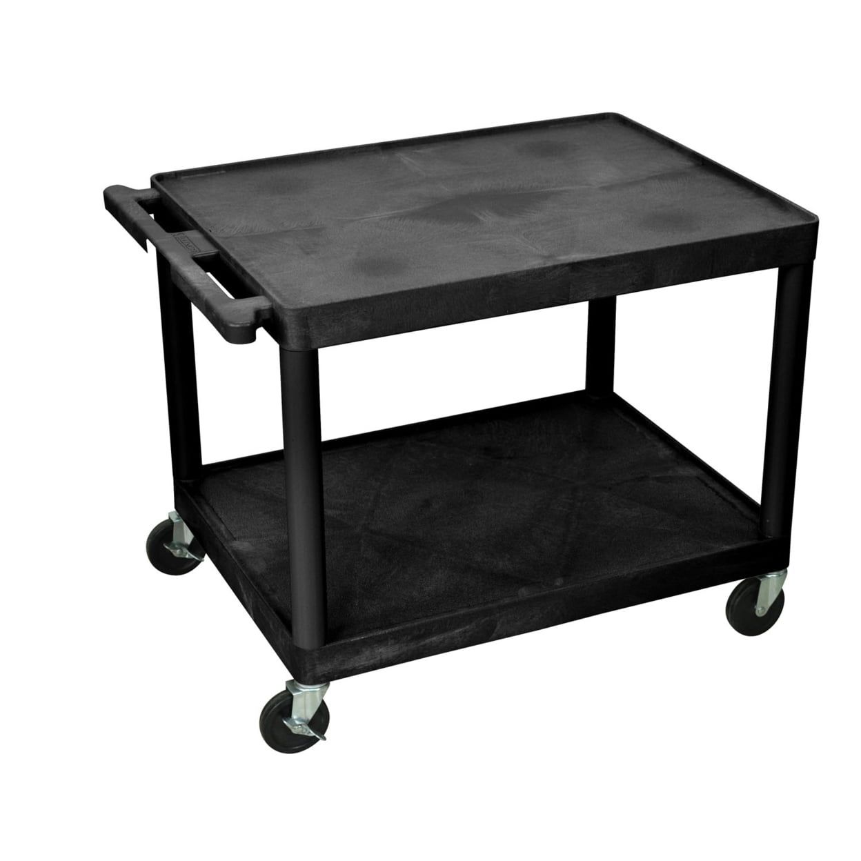 Black Molded Plastic AV Cart with Two Shelves