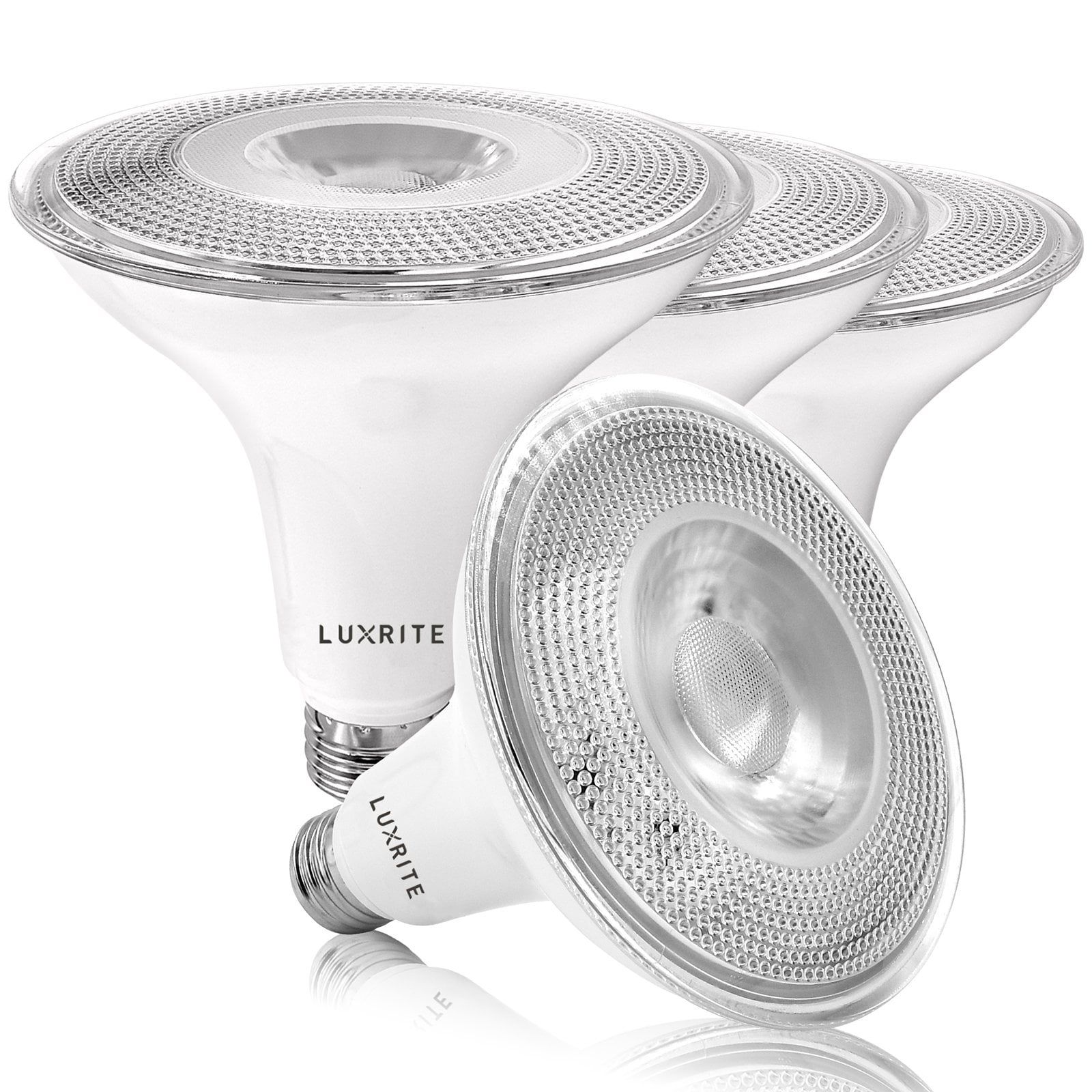 Luxrite White Dimmable PAR38 LED Flood Light Bulbs, 4-Pack