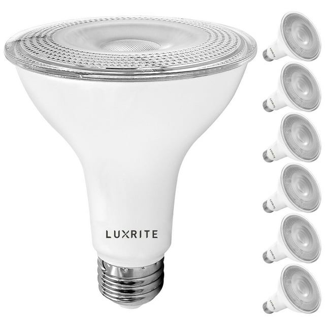 Luxrite 6-Pack White Frosted Dimmable LED Flood Light Bulbs