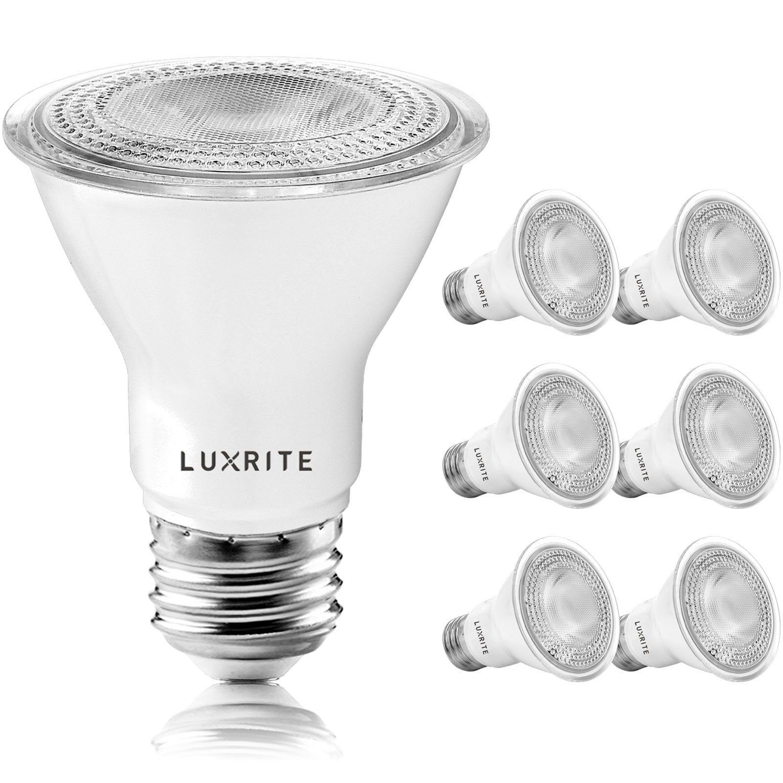 Luxrite White Frosted Dimmable PAR20 LED Flood Light Bulbs