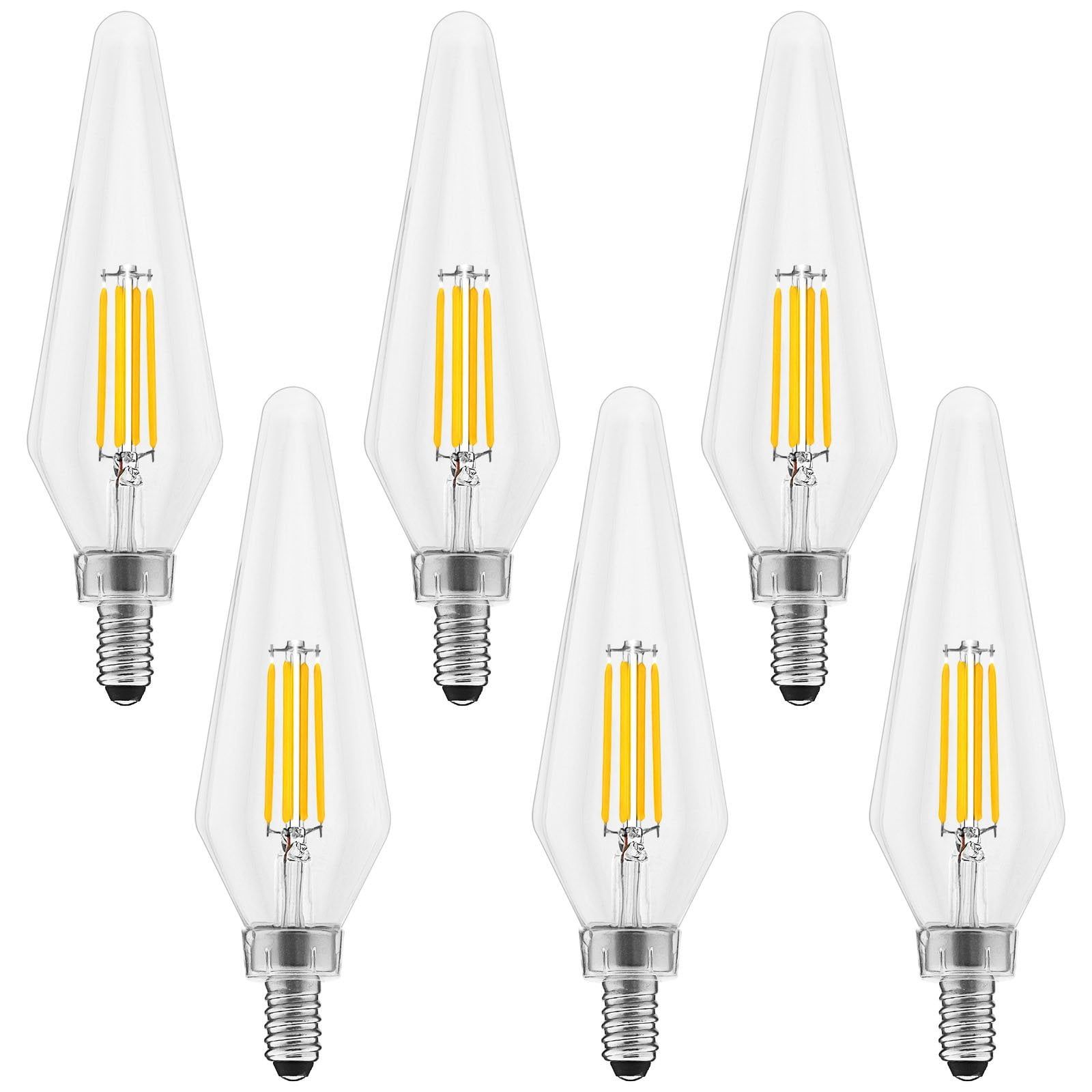 Luxrite Clear Glass Dimmable LED Candelabra Light Bulbs