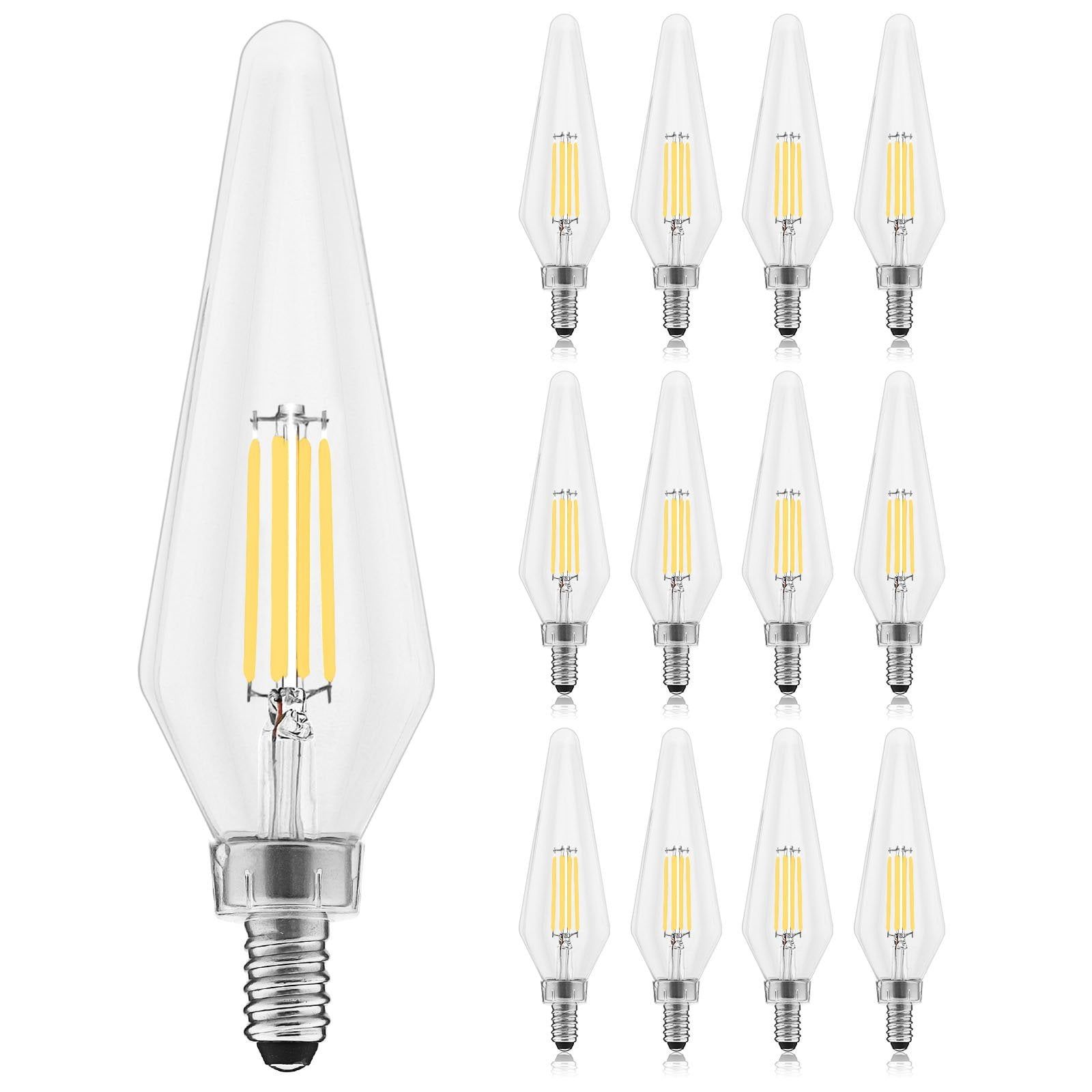 Crystal Clear Dimmable LED Candelabra Light Bulbs, 4.5W, 500 Lumens