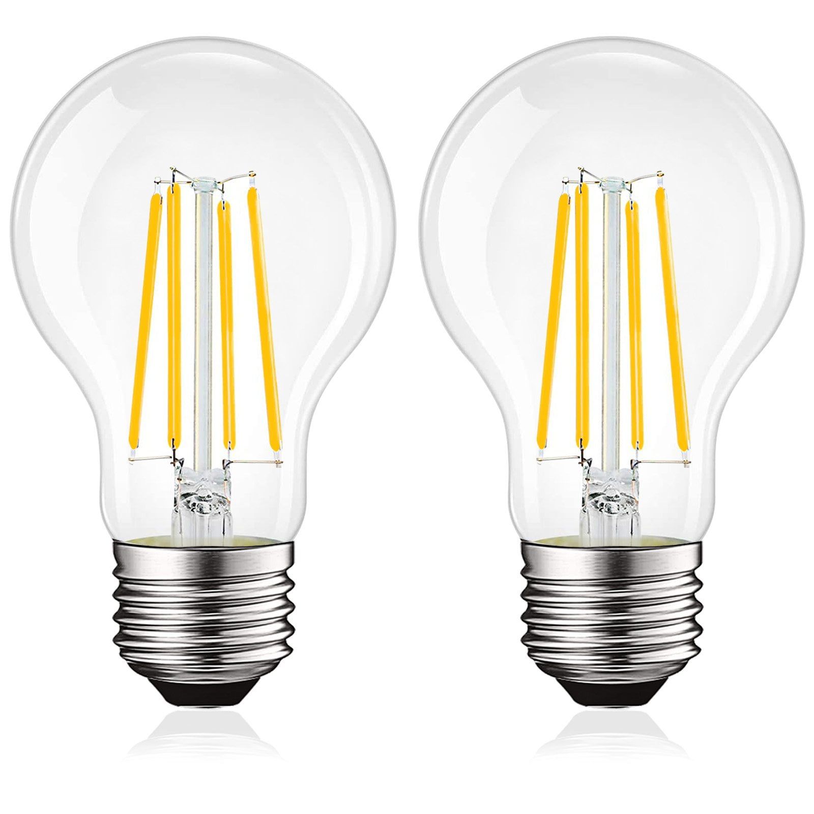 Vintage Clear Glass Dimmable LED Edison Light Bulbs, 2-Pack