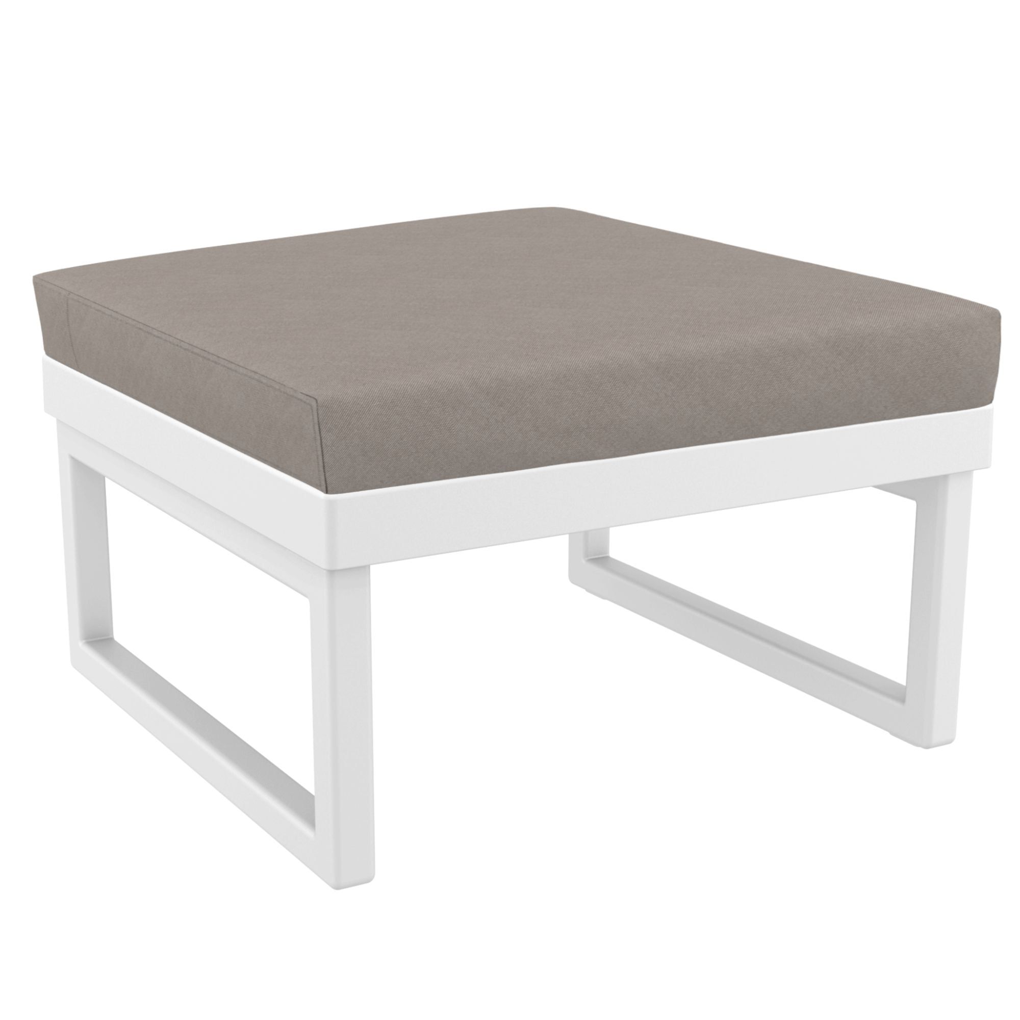 25.5" White Square Ottoman with Taupe Gray Cushion