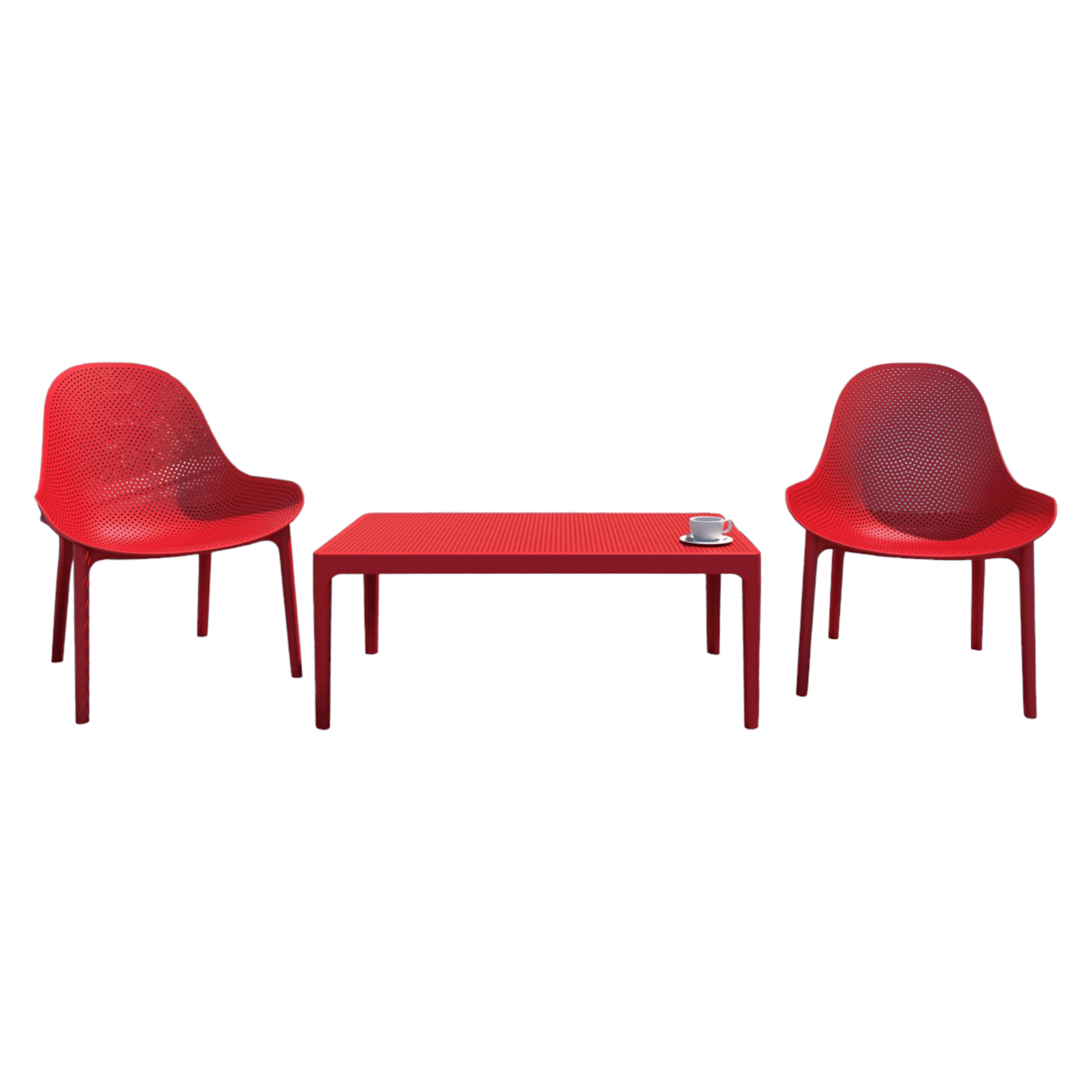 Modern Red 3-Piece Resin Patio Lounge Set 39.5"