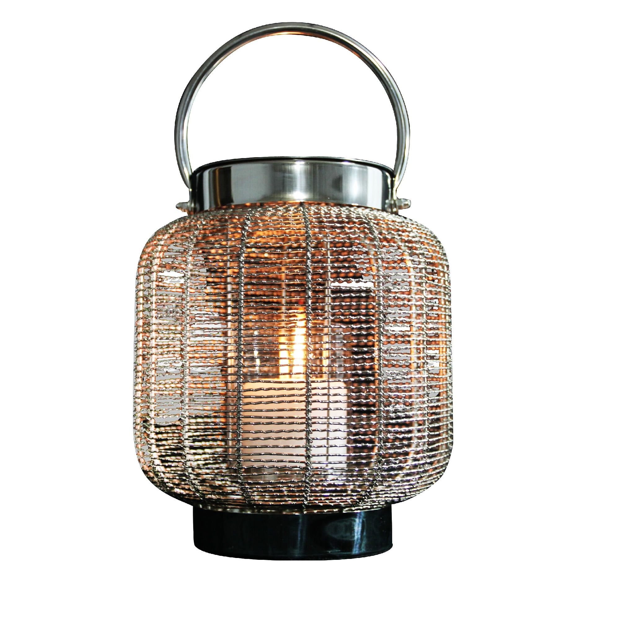 Modern Nickel Plated Stainless Steel Tabletop Lantern Fireplace