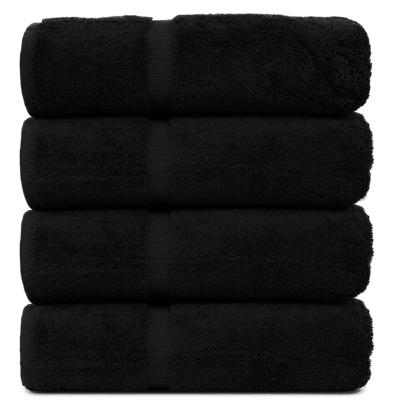 Black Turkish Cotton Super Soft Bath Towel Set of 4