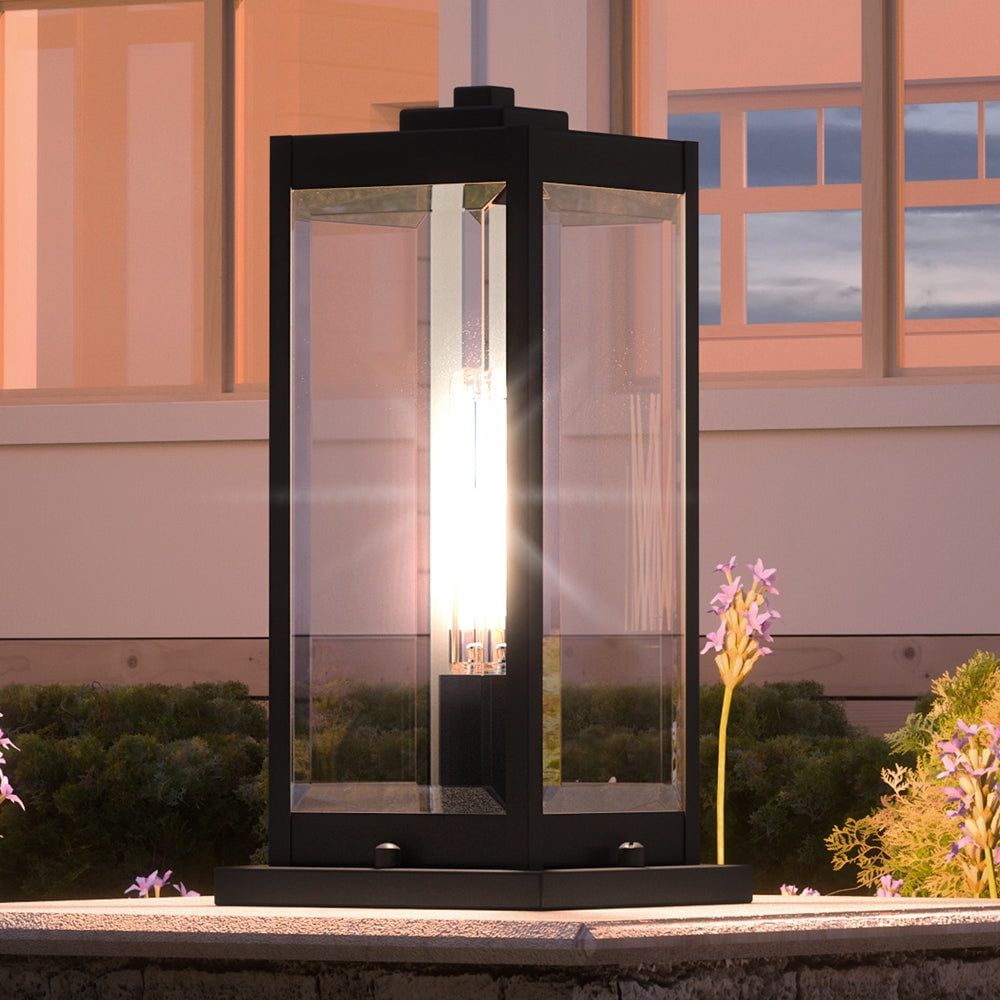 Quincy 16'' Natural Black Steel Outdoor Pier Light with Clear Glass