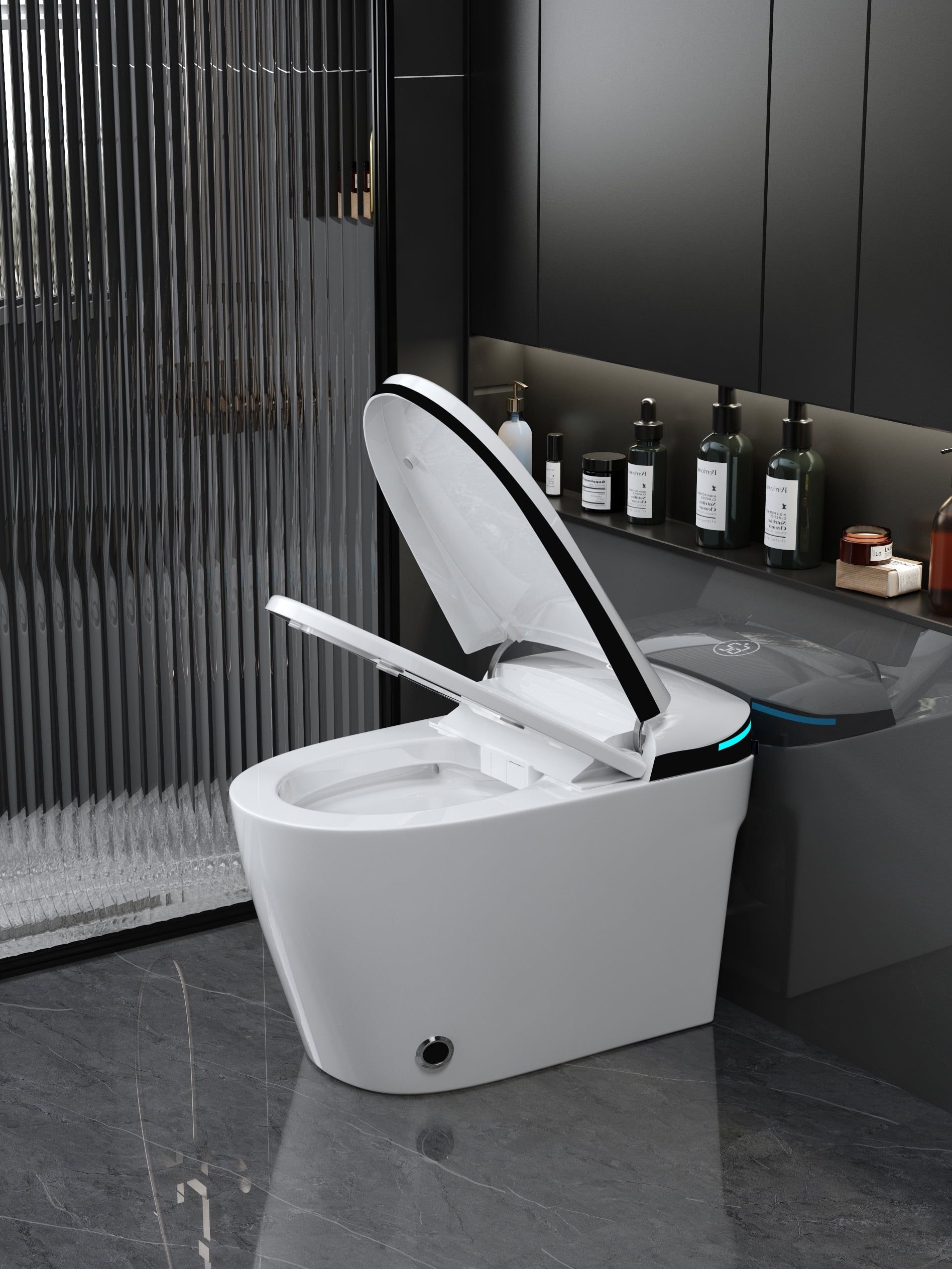 White Smart Toilet with Built-in Bidet and Heated Seat