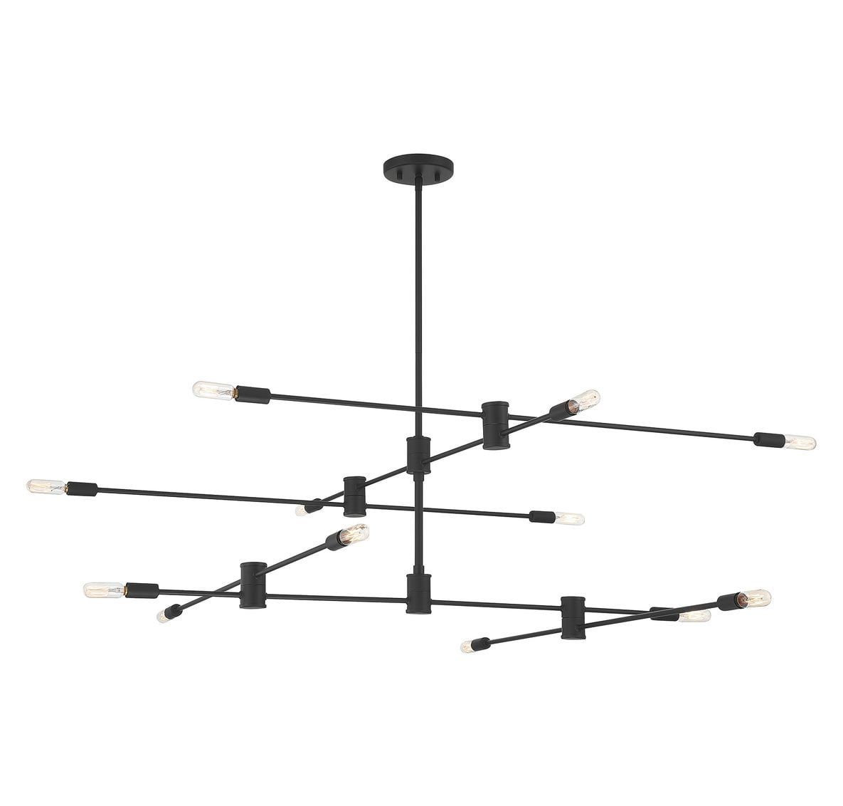 Matte Black Adjustable 12-Light Industrial Chandelier