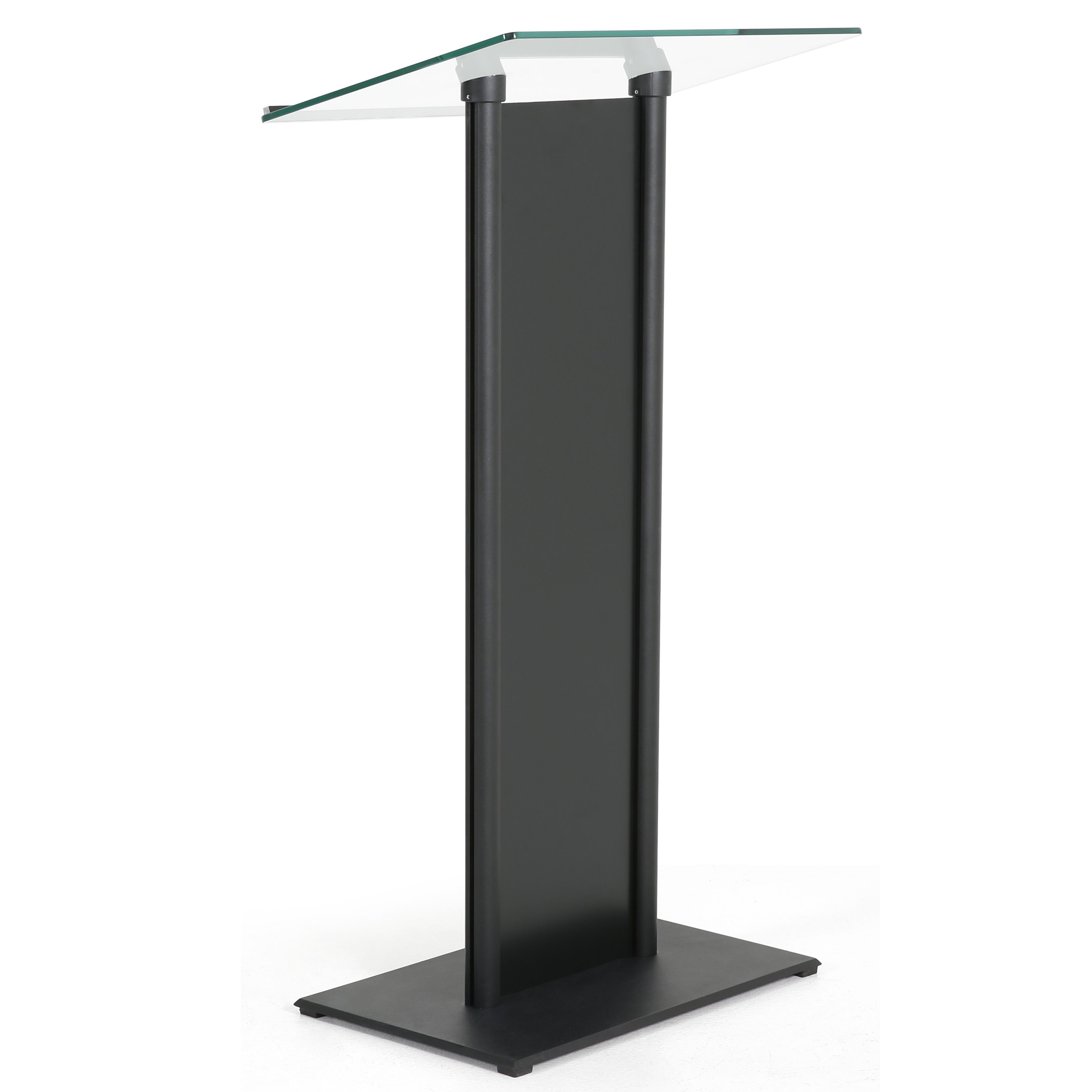 Black Aluminum and Tempered Glass Floor Standing Podium