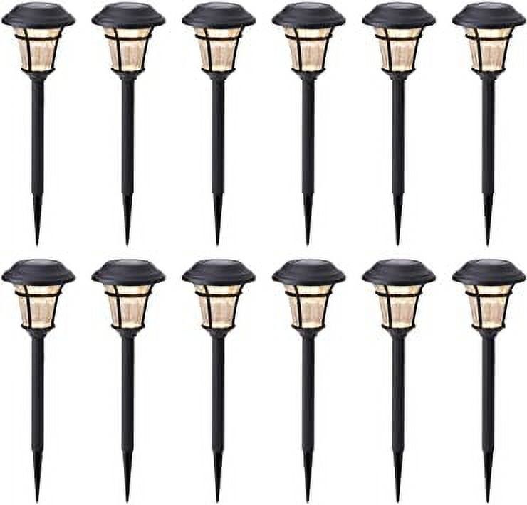 Black Solar LED Pathway Lights with Clear Bulbs, 12 Pack