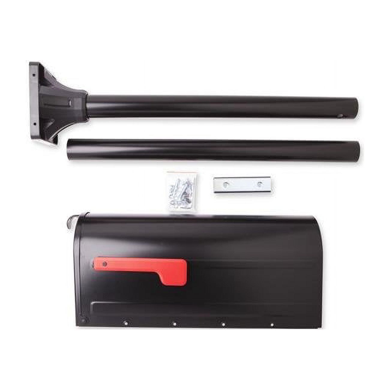 Black Steel Post Mount Mailbox and Post Kit