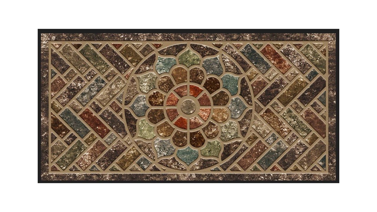 Ornamental Brick Multicolor Recycled Rubber Outdoor Door Mat