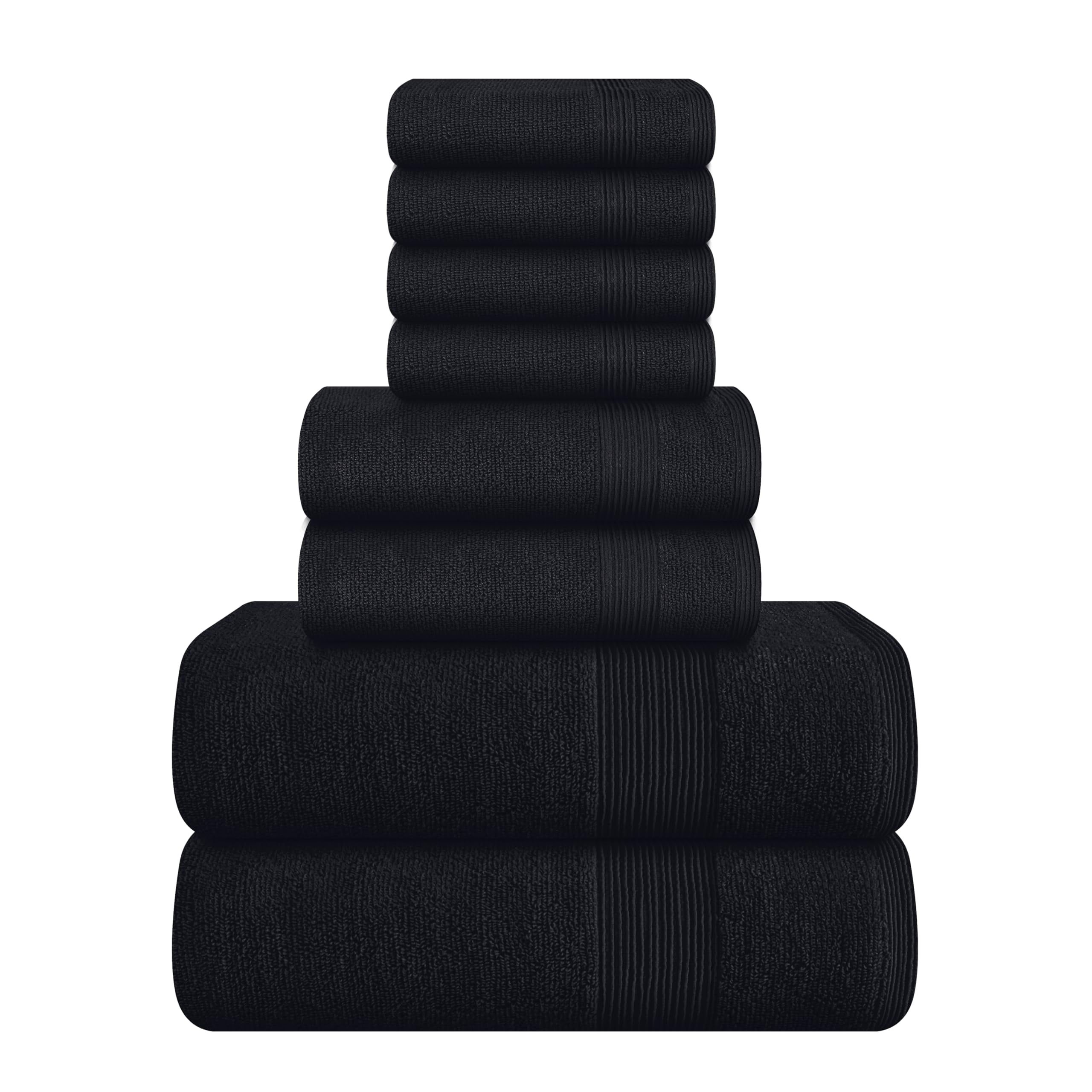 Black Cotton 8-Piece Towel Set with Hand Towels and Washcloths