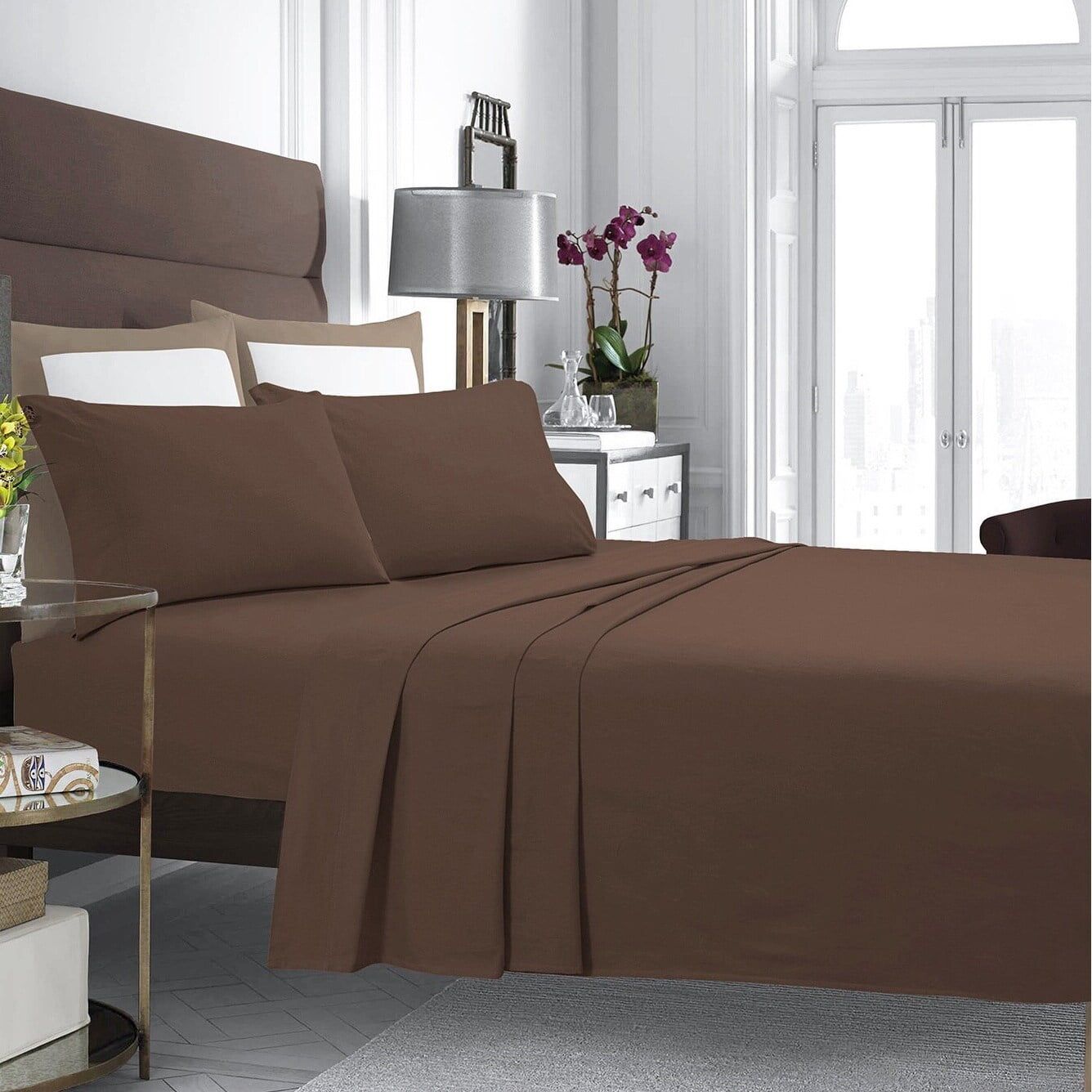 Chocolate Full Cotton Flannel Deep Pocket Sheet Set