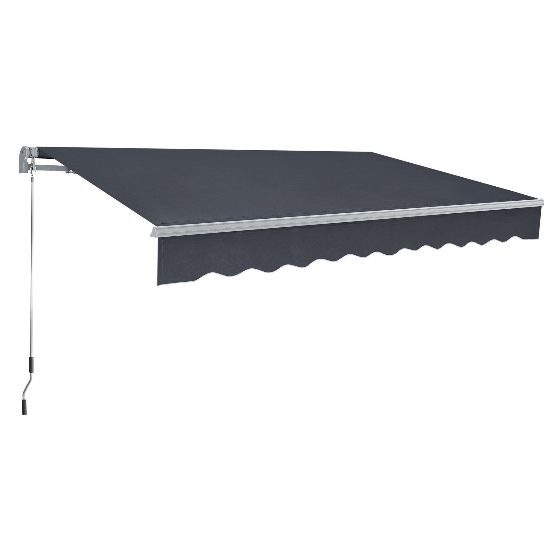 Dark Grey 12x8 Feet Manual Retractable Patio Awning with Aluminum Frame