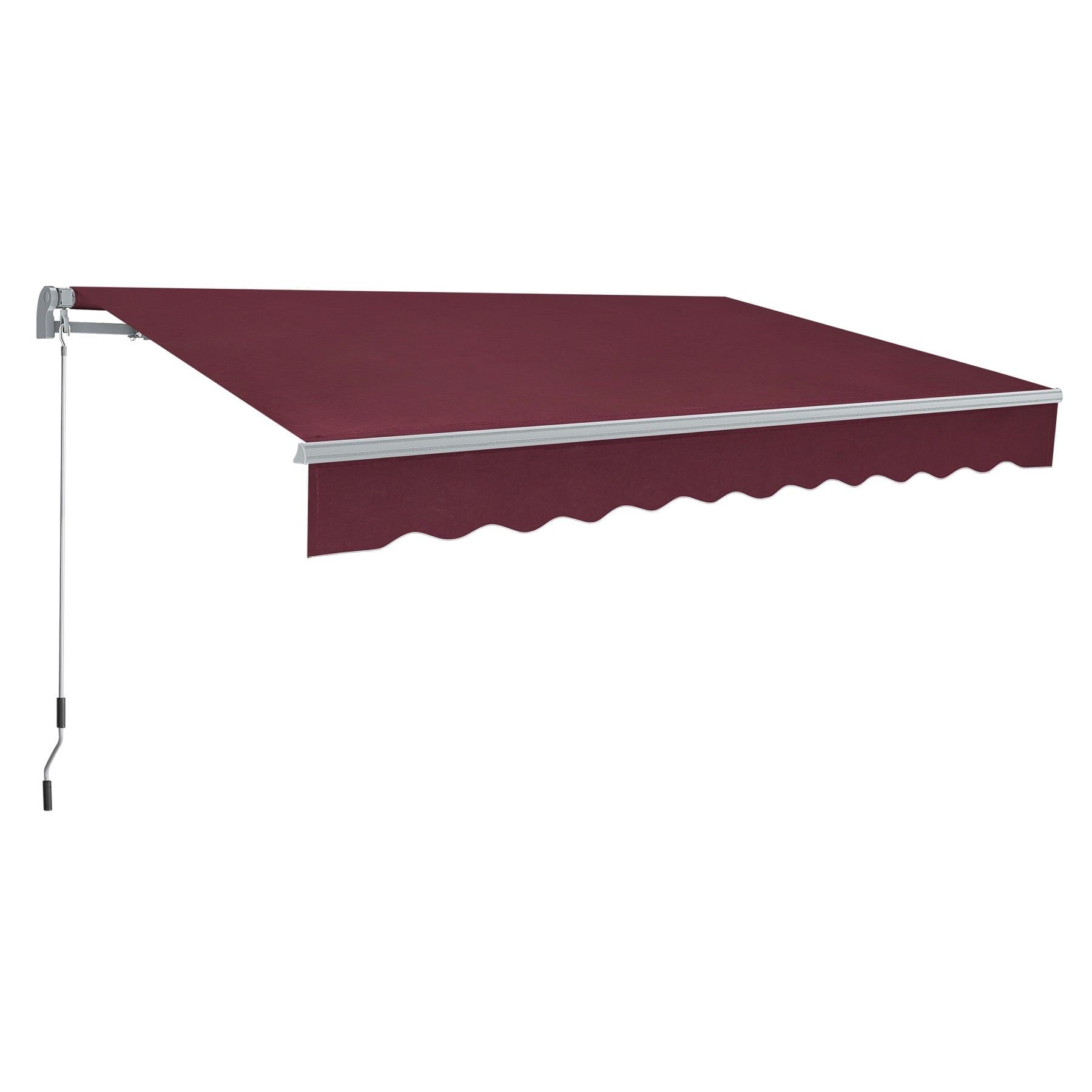 Burgundy Aluminum-Steel 8x7 Feet Manual Retractable Patio Awning