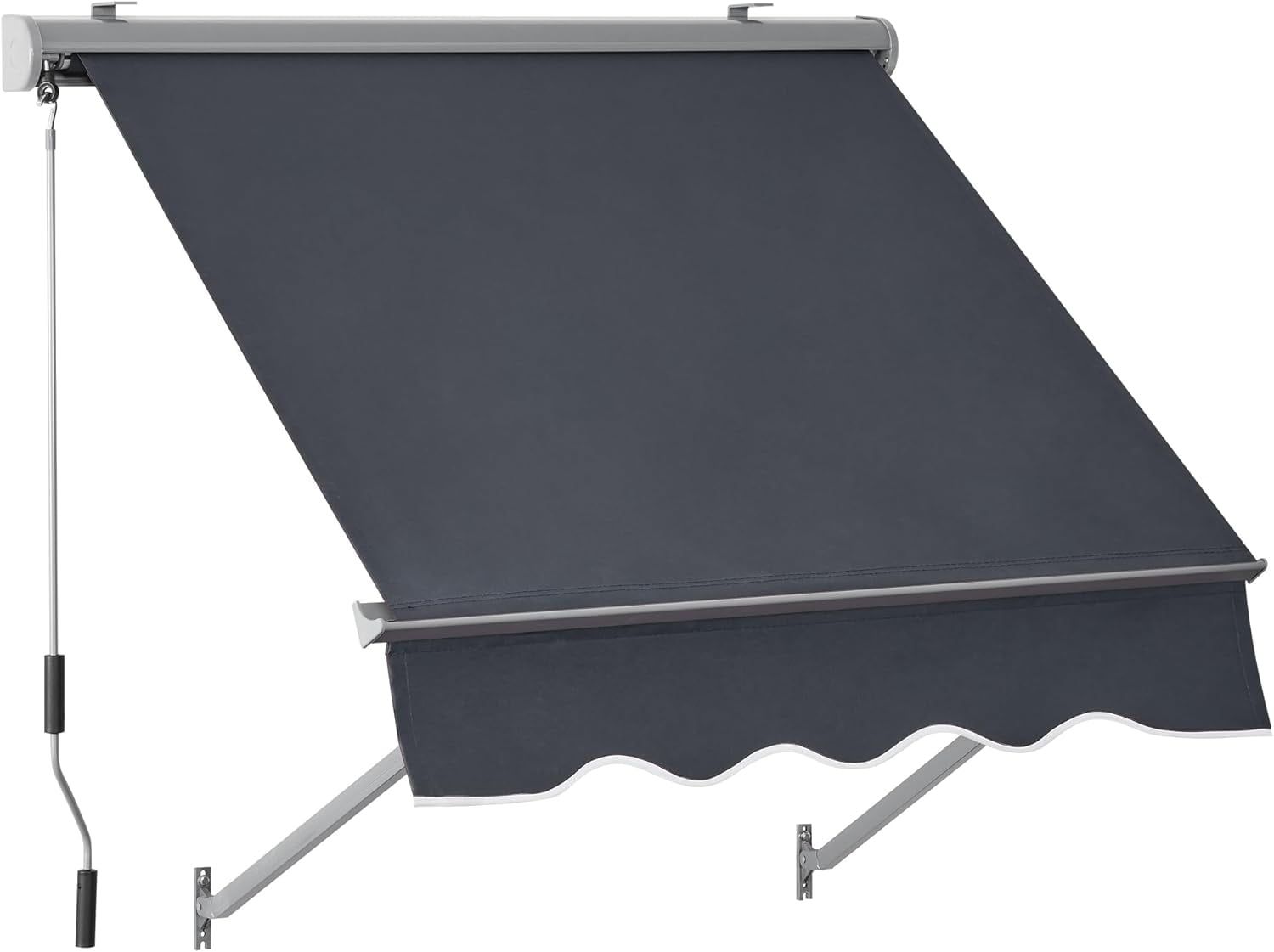 MCombo Patio Window Awnings 65''x80'', Fully Assembled Manual Retractable Sunshade Canopy for Windows & Doors, 4112(Dark Grey)