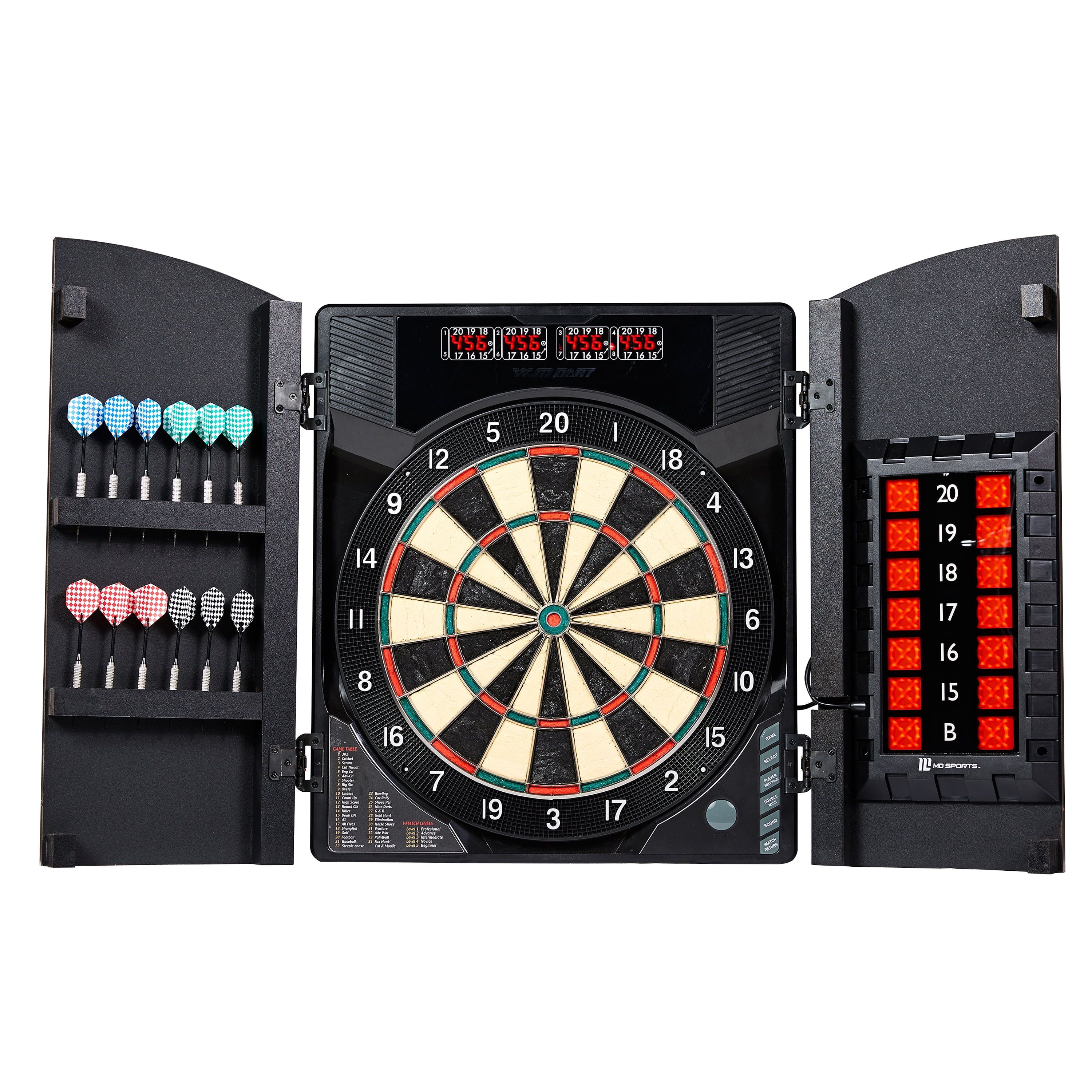 BristleSmart Black Electronic Dartboard Cabinet with LED Scoreboard