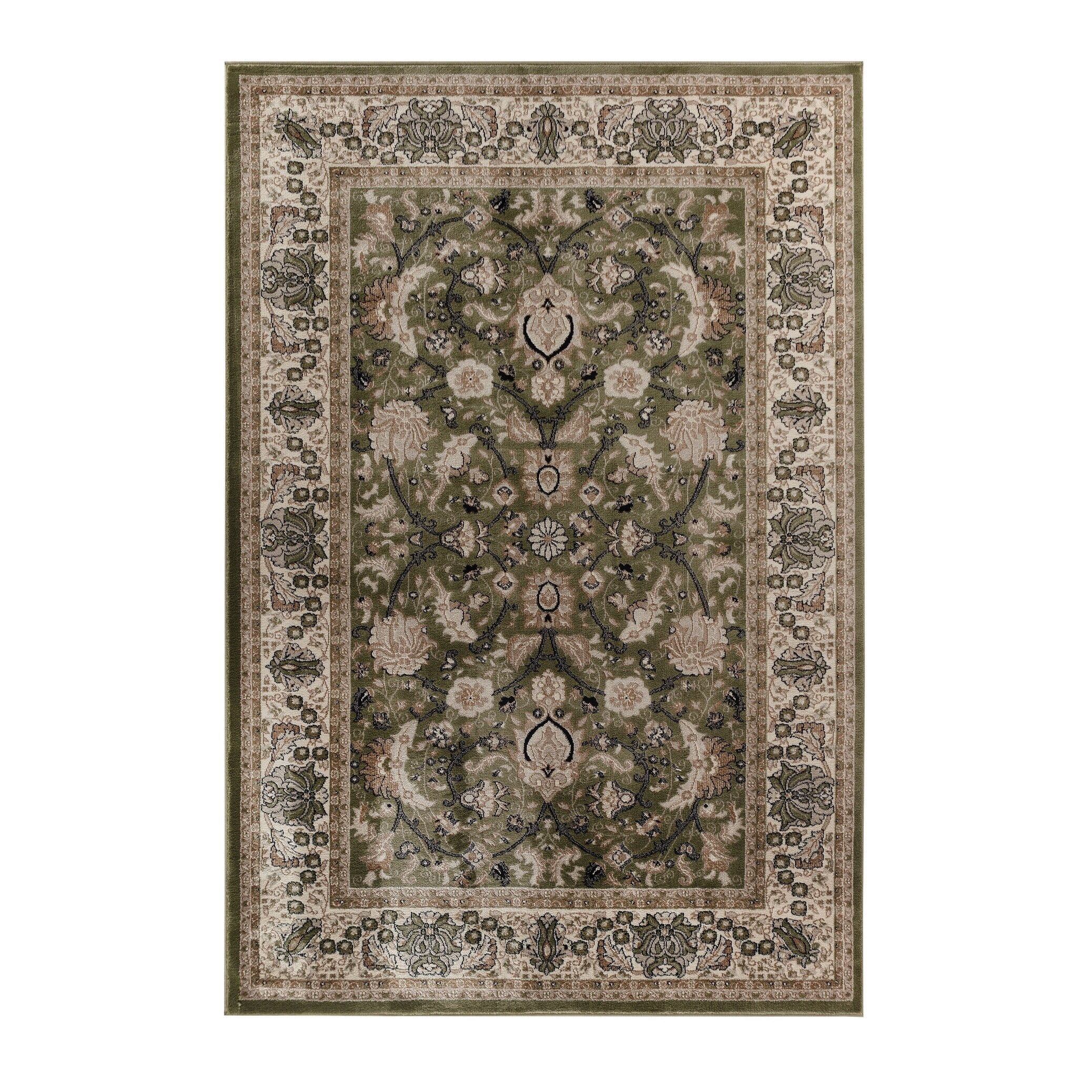 Hollywood Green, Black, and Cream Stain-Resistant Polypropylene Area Rug - 2'1" x 3'3"