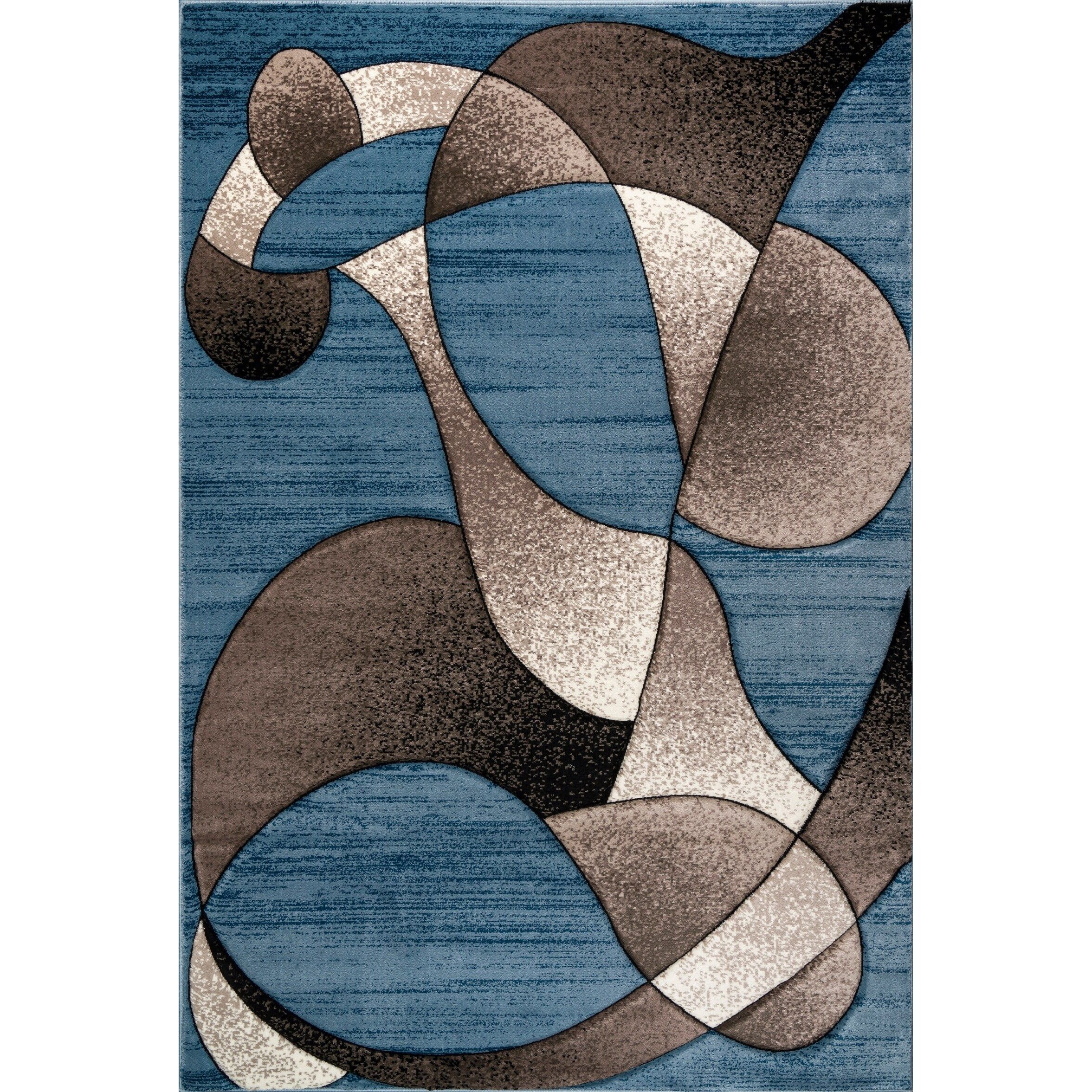 Serene Abstract Blue 47" x 31" Synthetic Easy-Care Area Rug