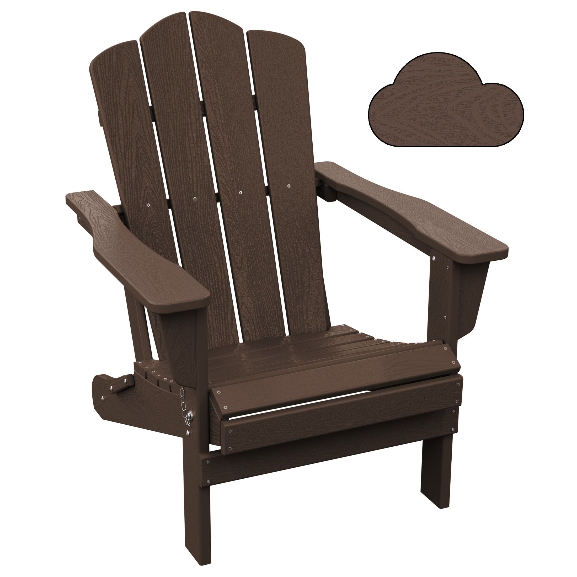 Coffee HDPE Folding Adirondack Chair with Wide Arms