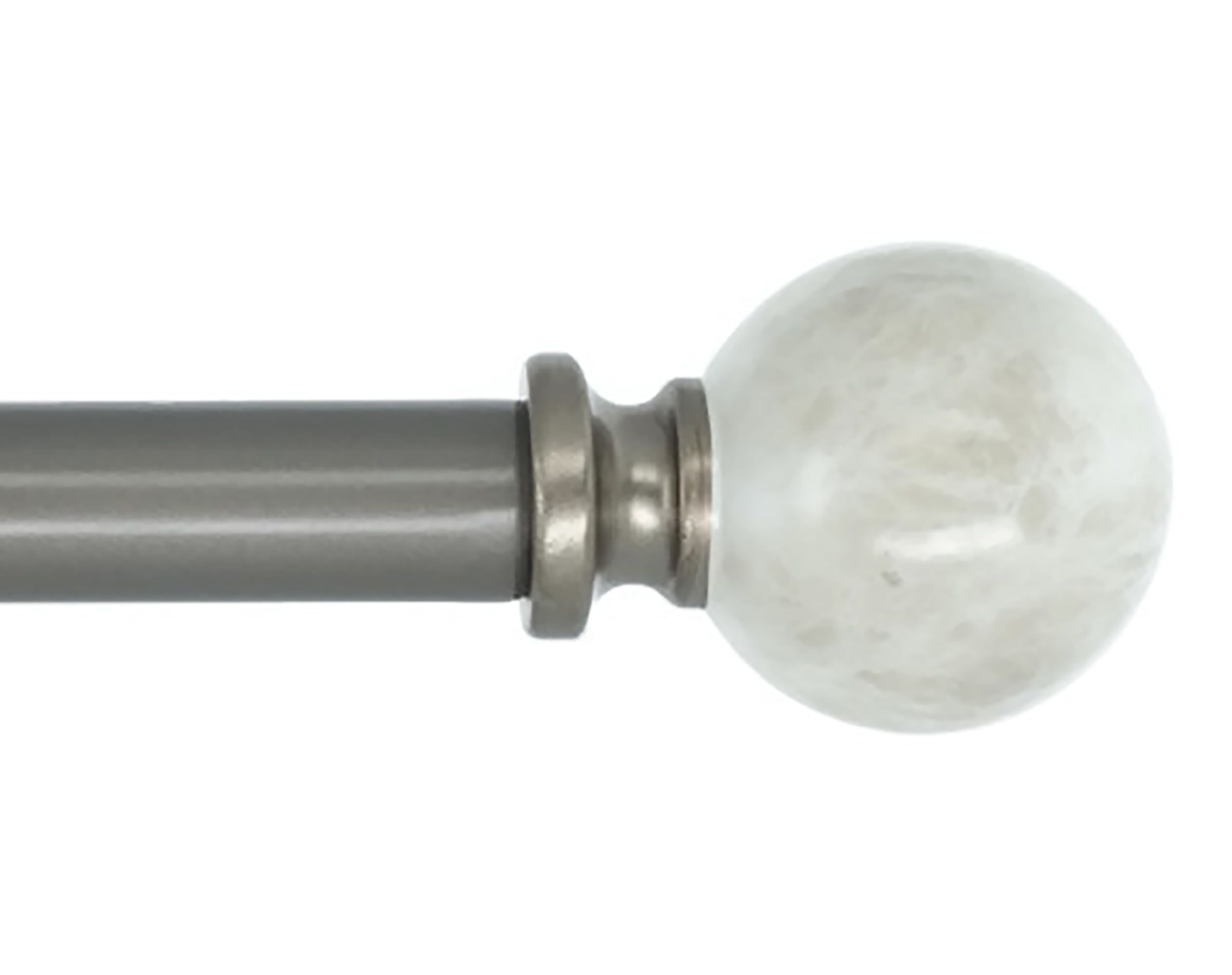 Adjustable Gunmetal Curtain Rod with White Marble Finial, 28-48 Inches