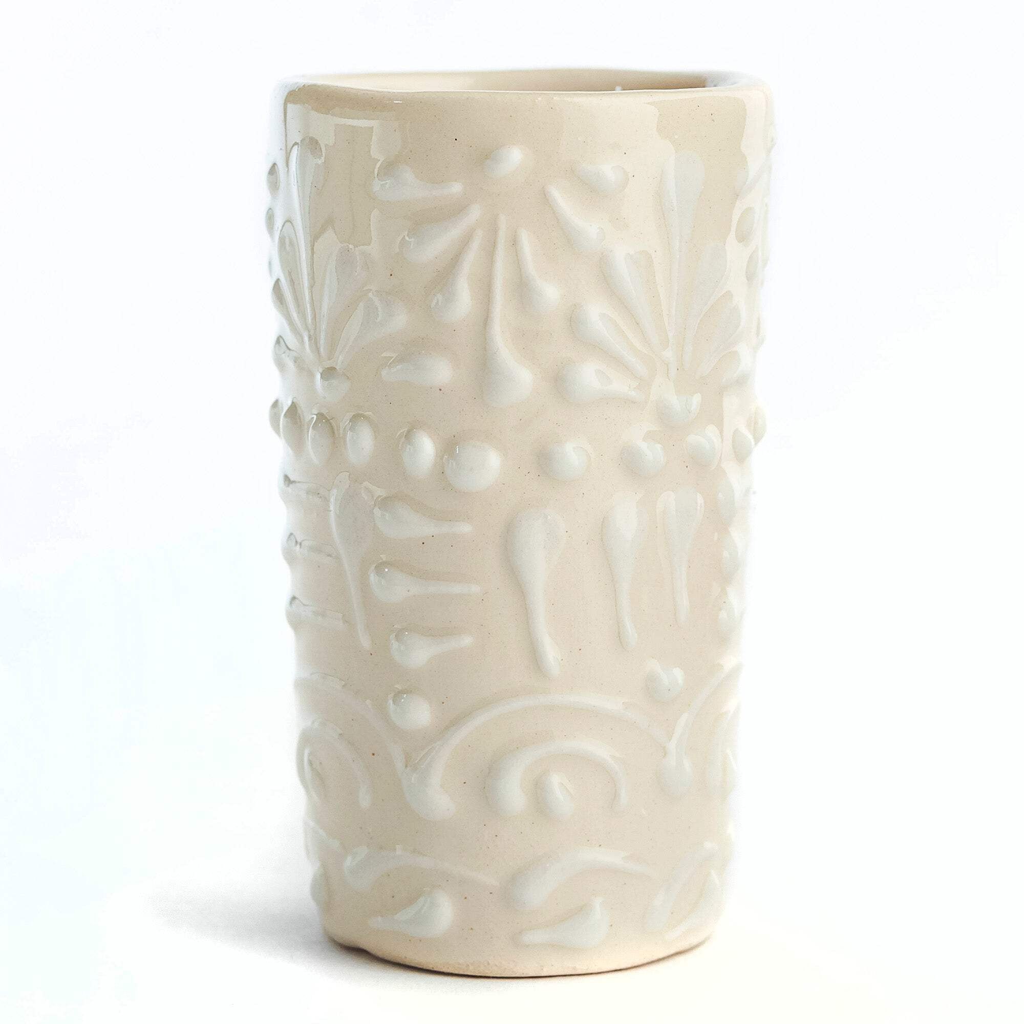 Handmade White Lace Ceramic 2 Oz Shot Glasses Set of 4