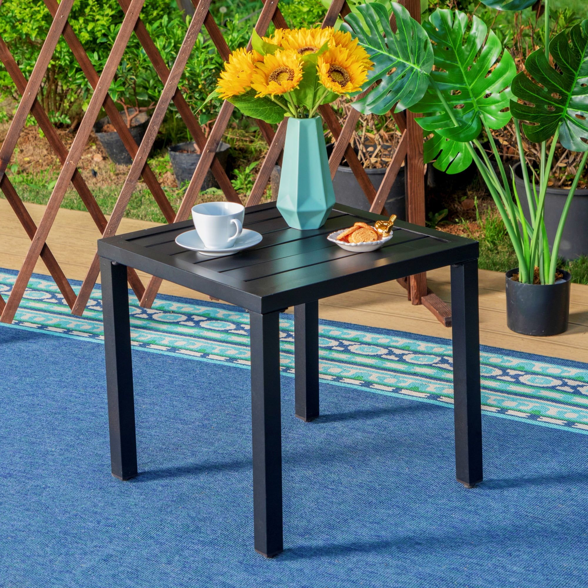 Black Metal Square Indoor Outdoor Side Table