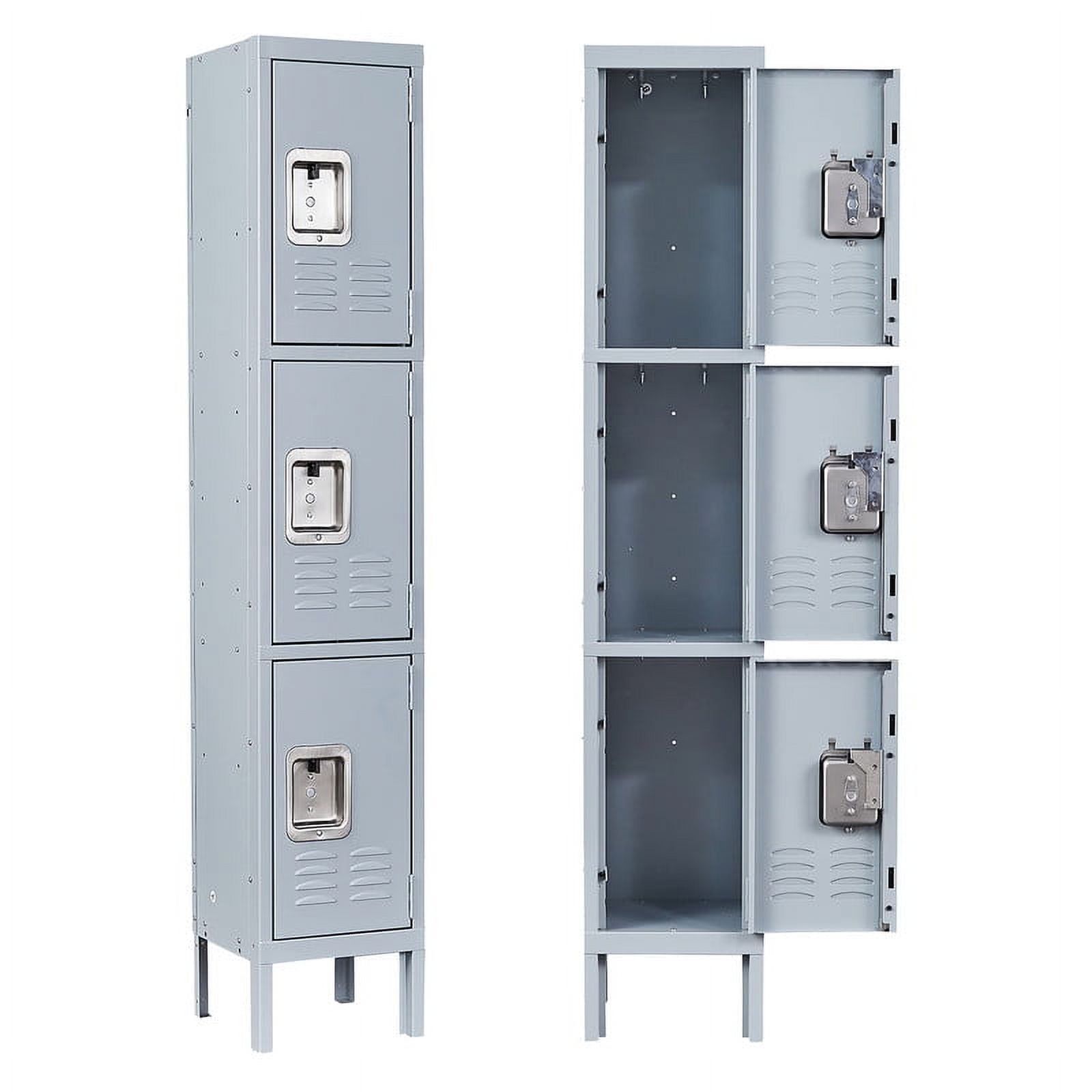 Gray 3-Door Steel Office Storage Locker Cabinet