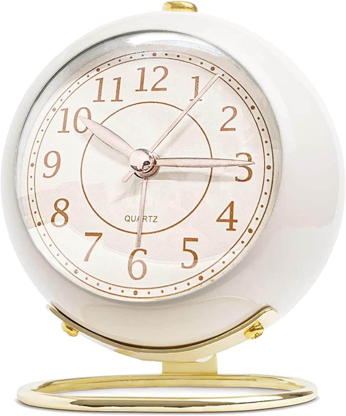 White Classic Retro Analog Silent Desk Clock for Kids