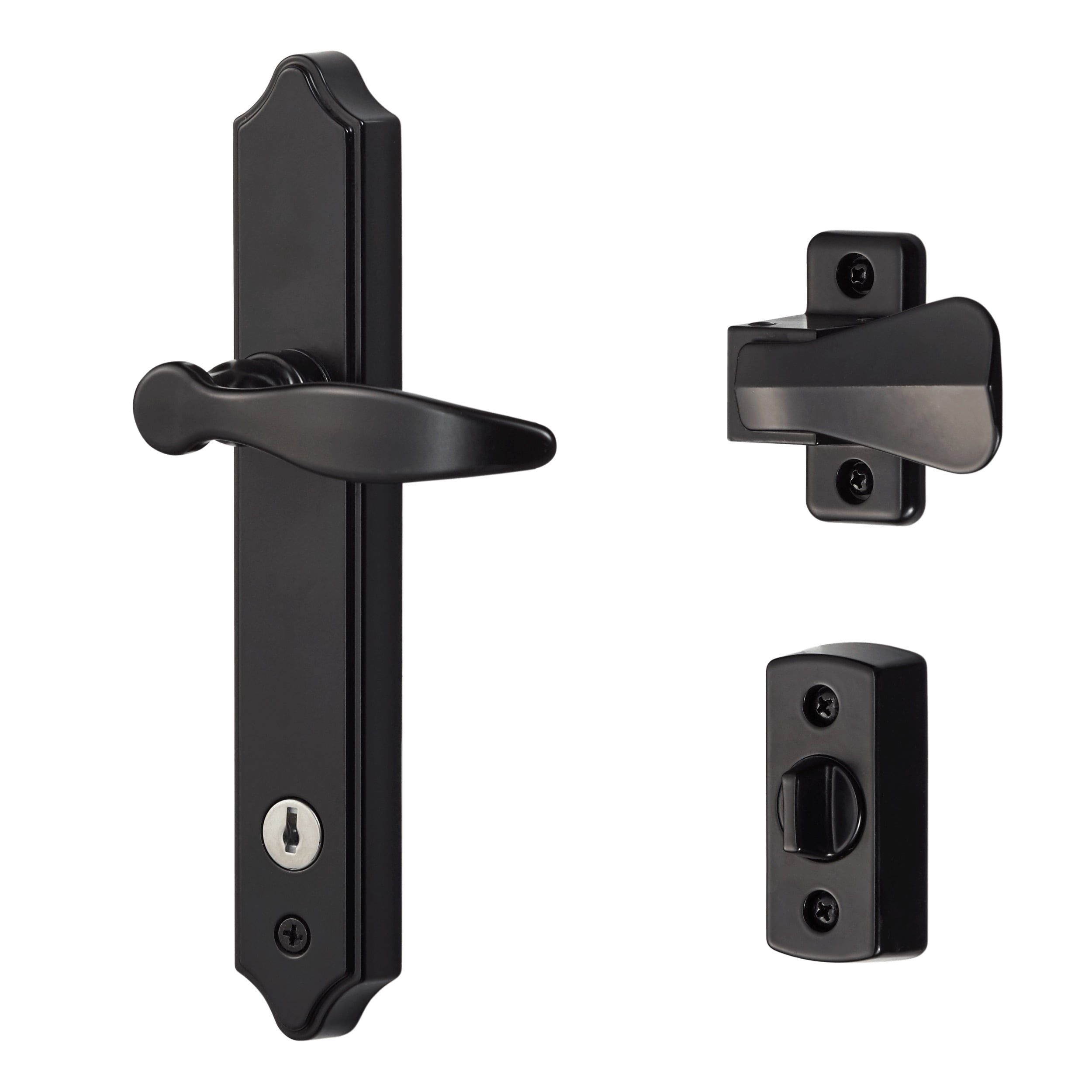 Black Metallic L-Shaped Lever Set with Keyed Deadbolt