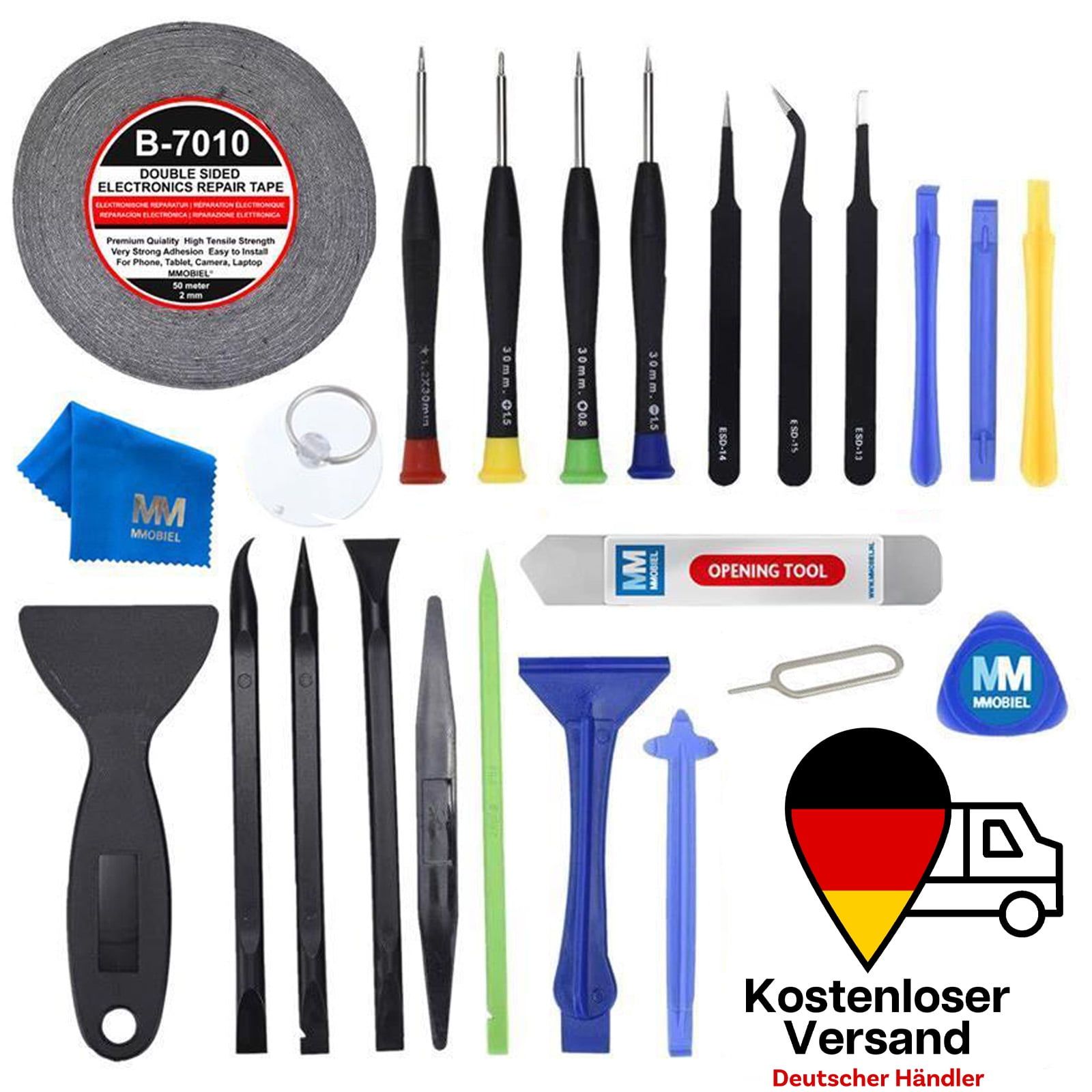 24-Piece Precision Electronics Repair Toolkit with Adhesive Tape