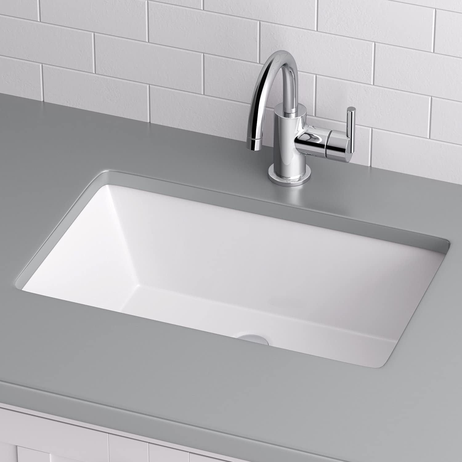 White Rectangular 21" Ceramic Undermount Bathroom Sink