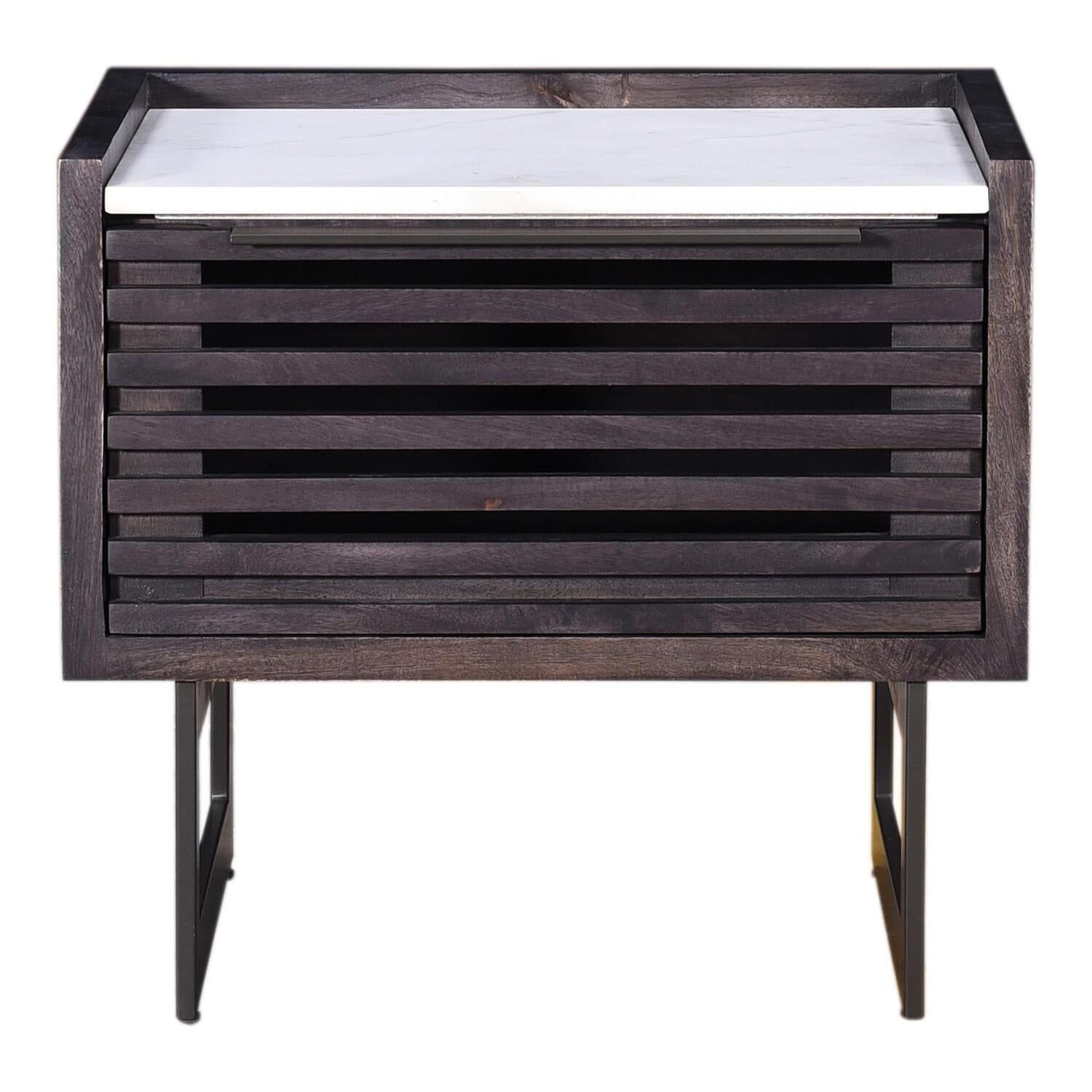 Paloma Gray and White Marble Top 1 Drawer Nightstand