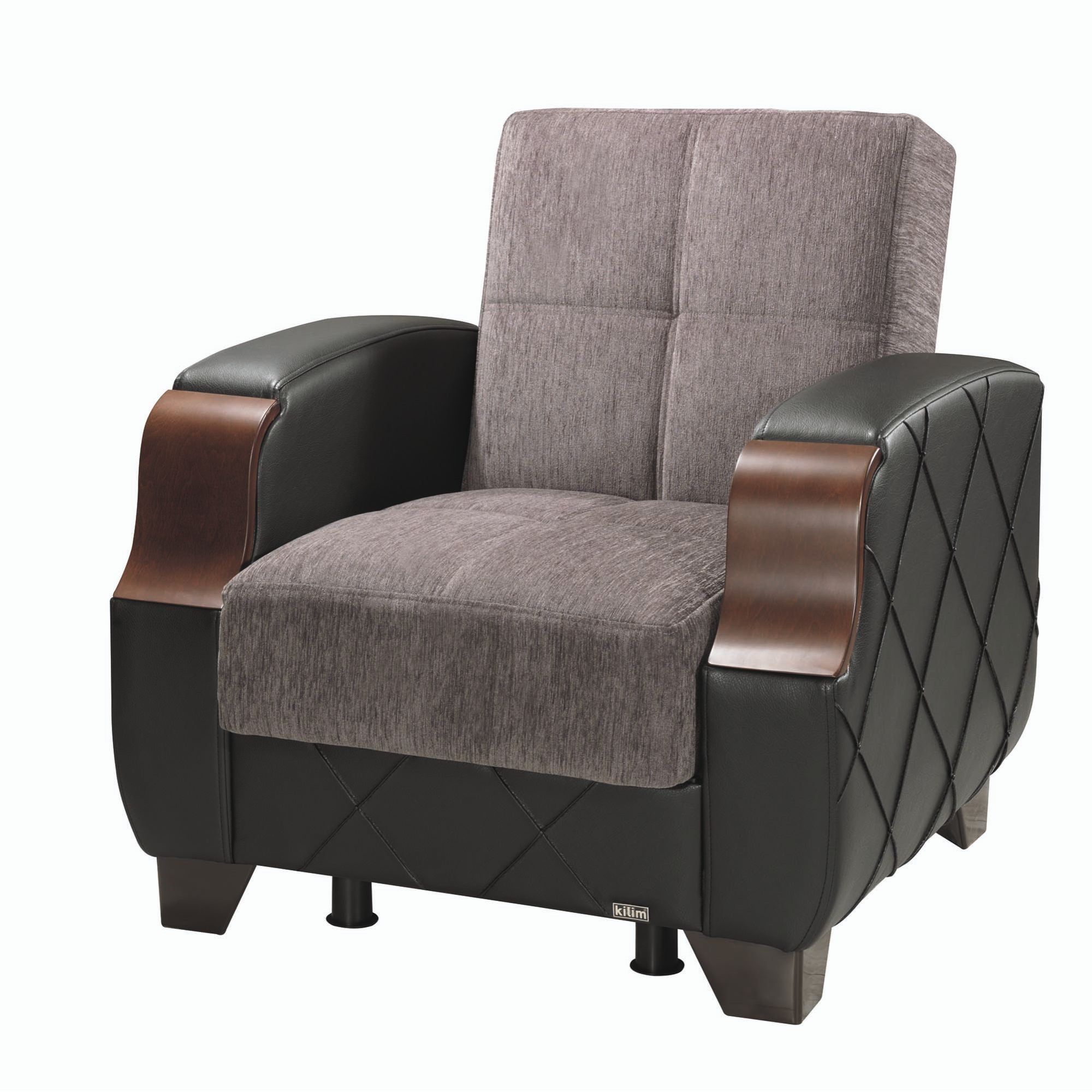 Molina Floket Gray Upholstered Convertible Armchair with Storage