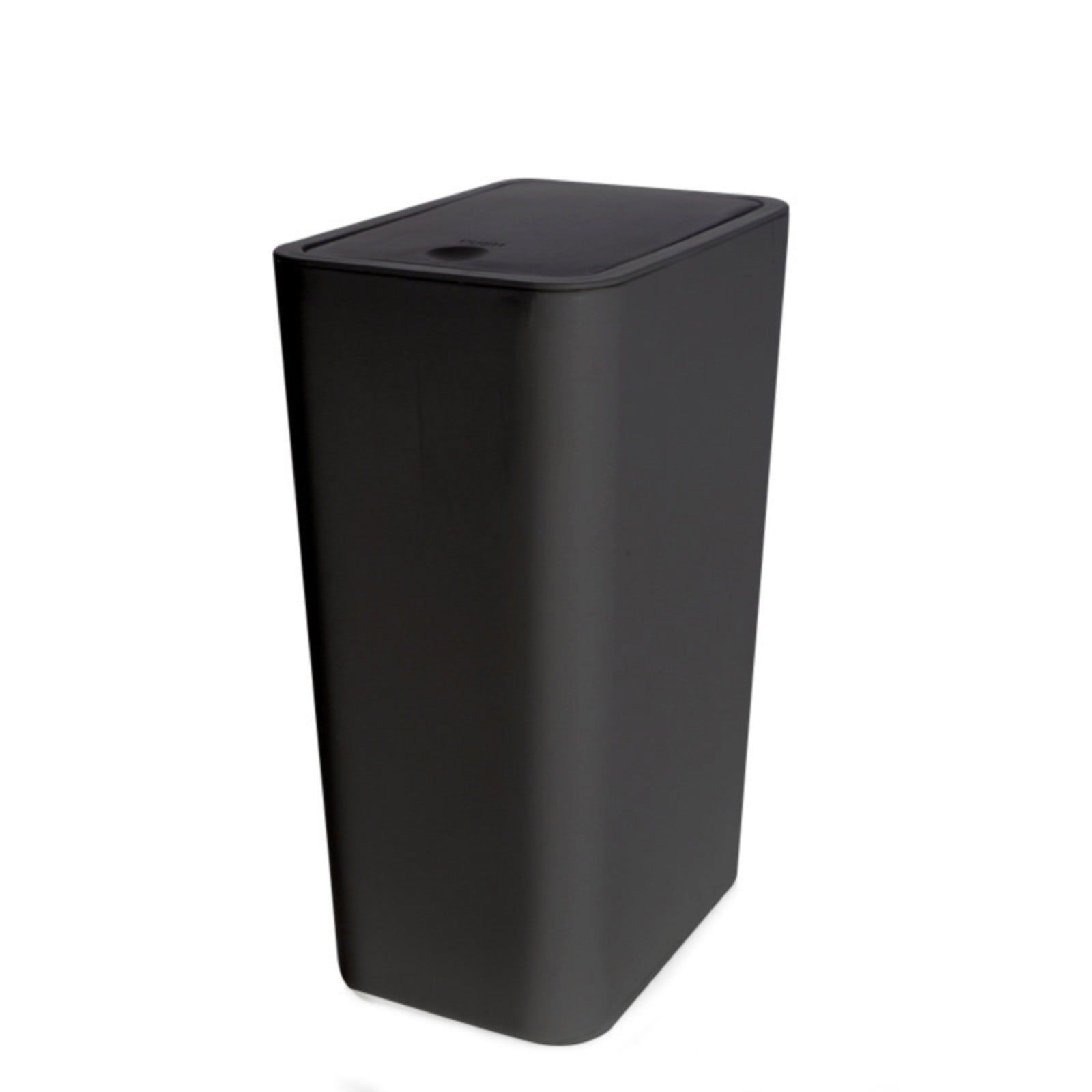 Black Plastic Slim Trash Can with Press Lid