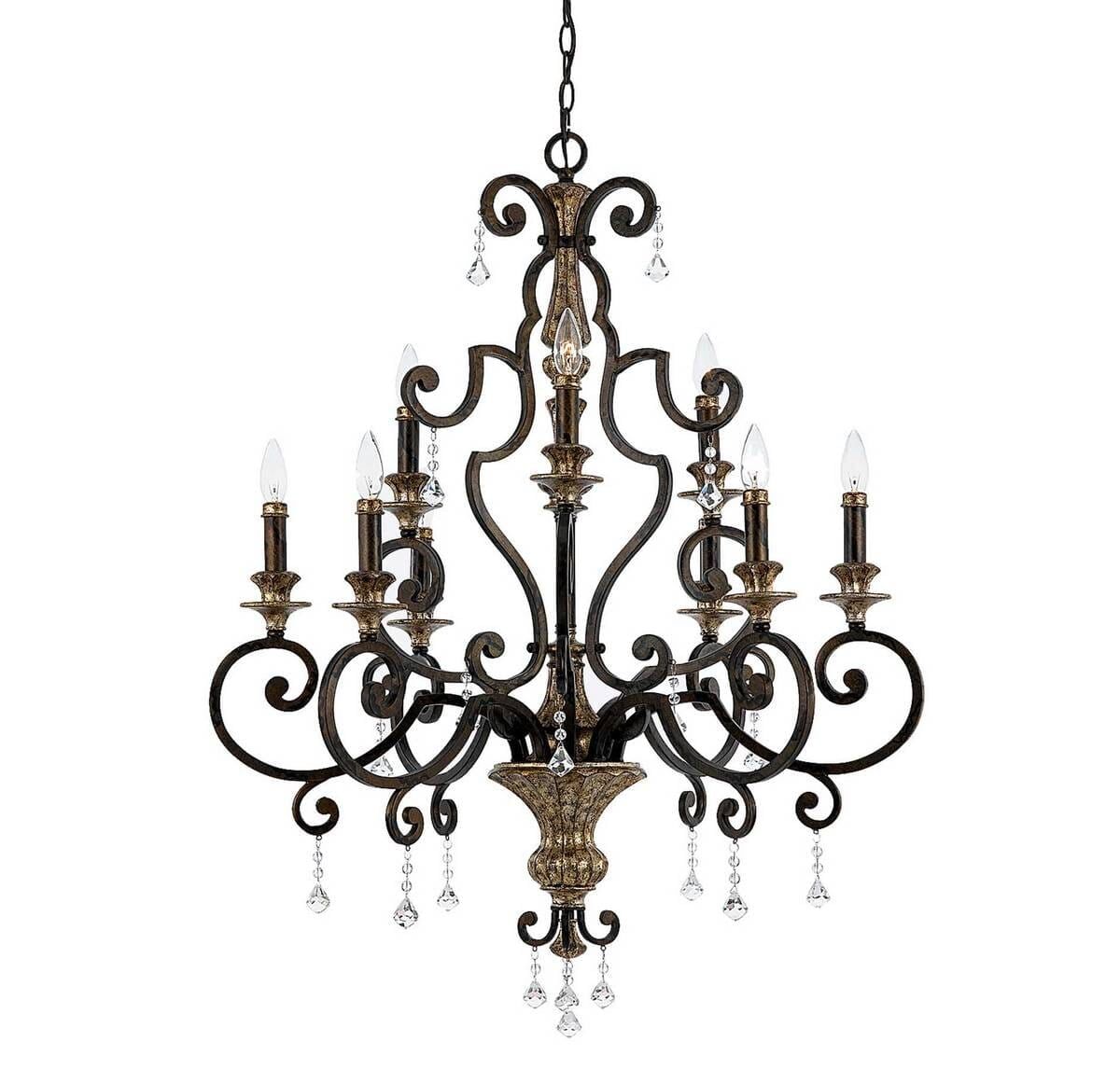 Mini Bronze Crystal Candle Chandelier with Gold Highlights