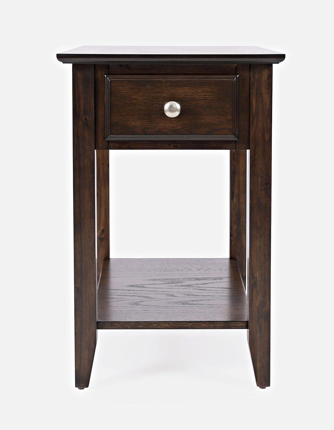 Traditional Brown Wood Square End Table with Storage