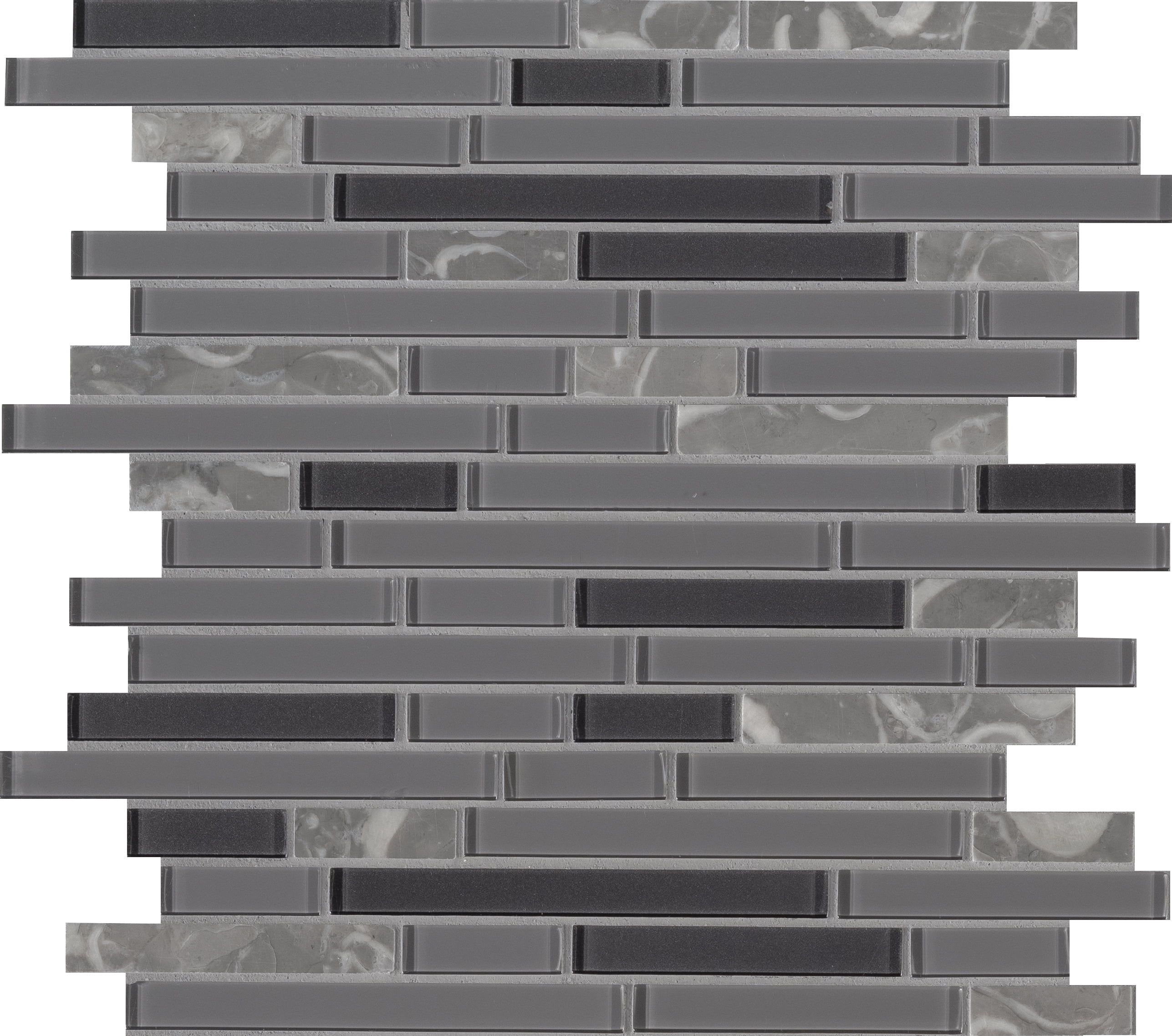 Lorena Grigio 12x14 Gray Glass Stone Mosaic Tile