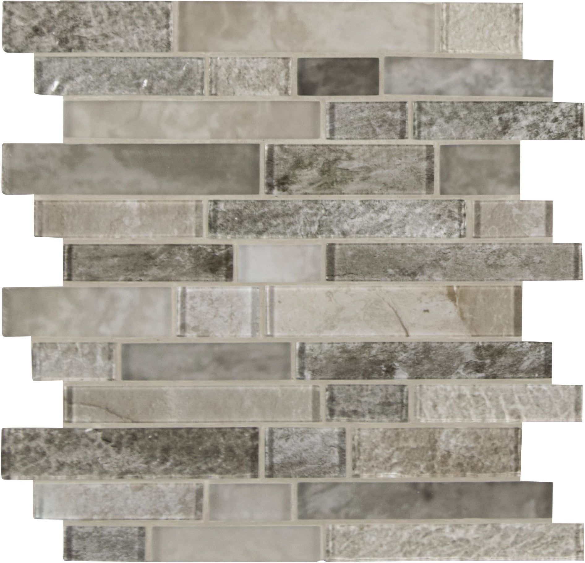 Savoy Interlocking Brown and Gray Glass Mosaic Tile