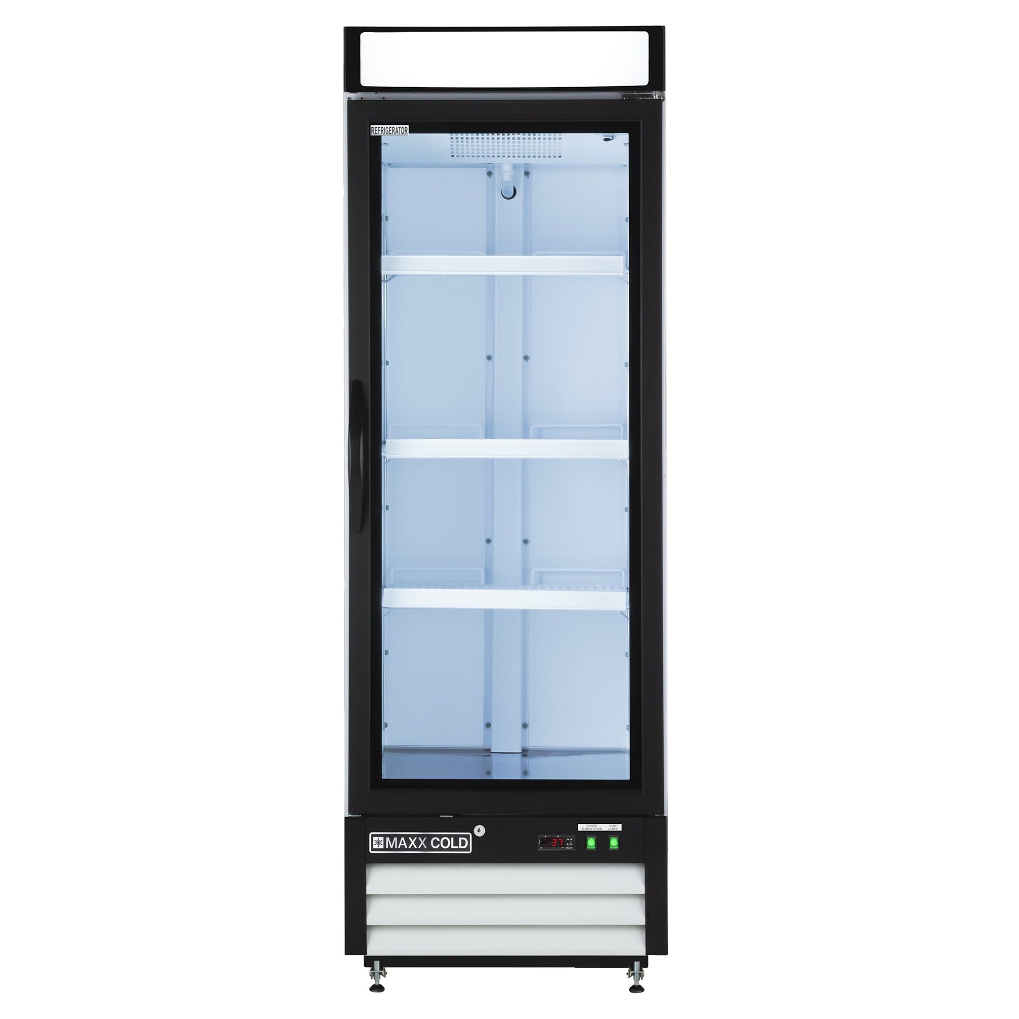 Maxx Cold 16 Cu Ft White and Black Glass Door Refrigerator