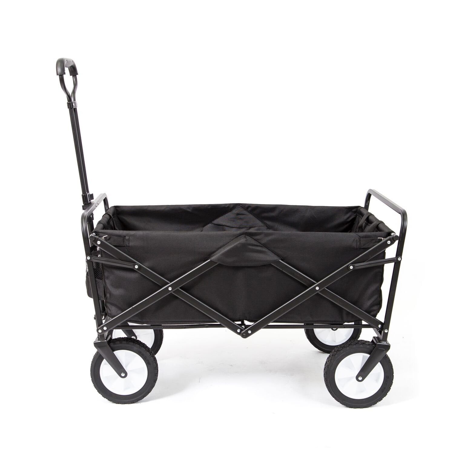 Black Collapsible Folding Outdoor Utility Wagon with Adjustable Handle