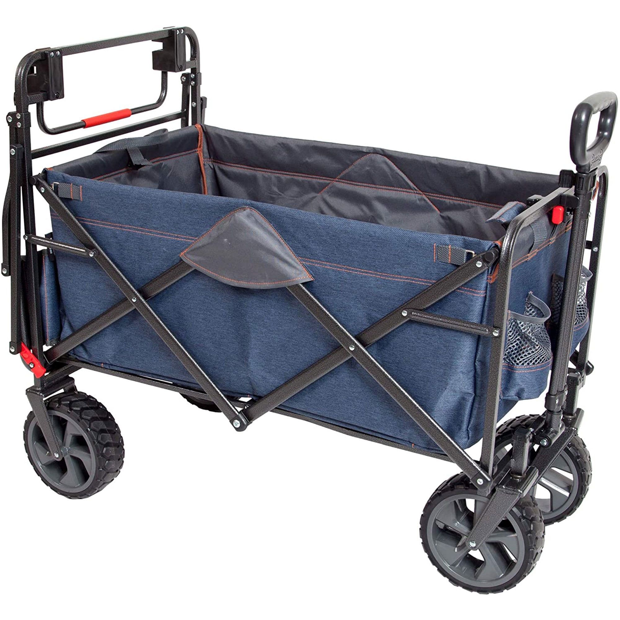 Blue Heavy-Duty Collapsible Push-Pull Utility Wagon